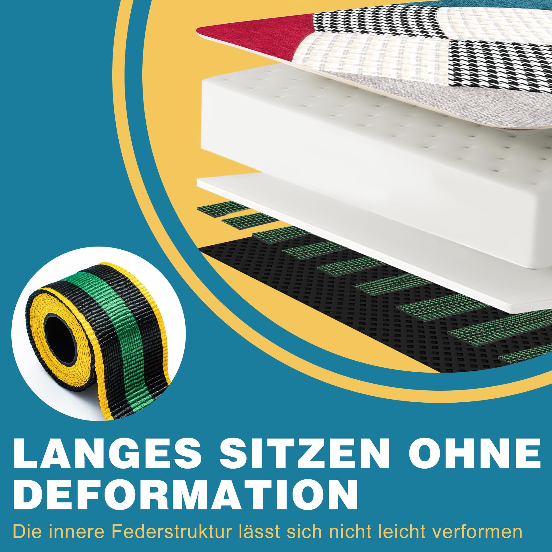 Fußhocker Holzbeine Leinen-Patchwork, bunt, für Wohnzimmer Schlafzimmer, 51 * 38 * 37 cm