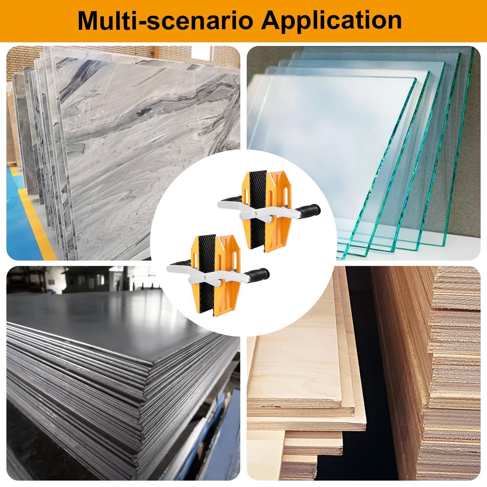 Granite Slab Lifting Clamps | Stone Carrier Double Handed | Rubber-Lined Heavy Duty Granite Lifting Tool, Stone Lifting Clamp for Glass Quartz Slabs Plywood