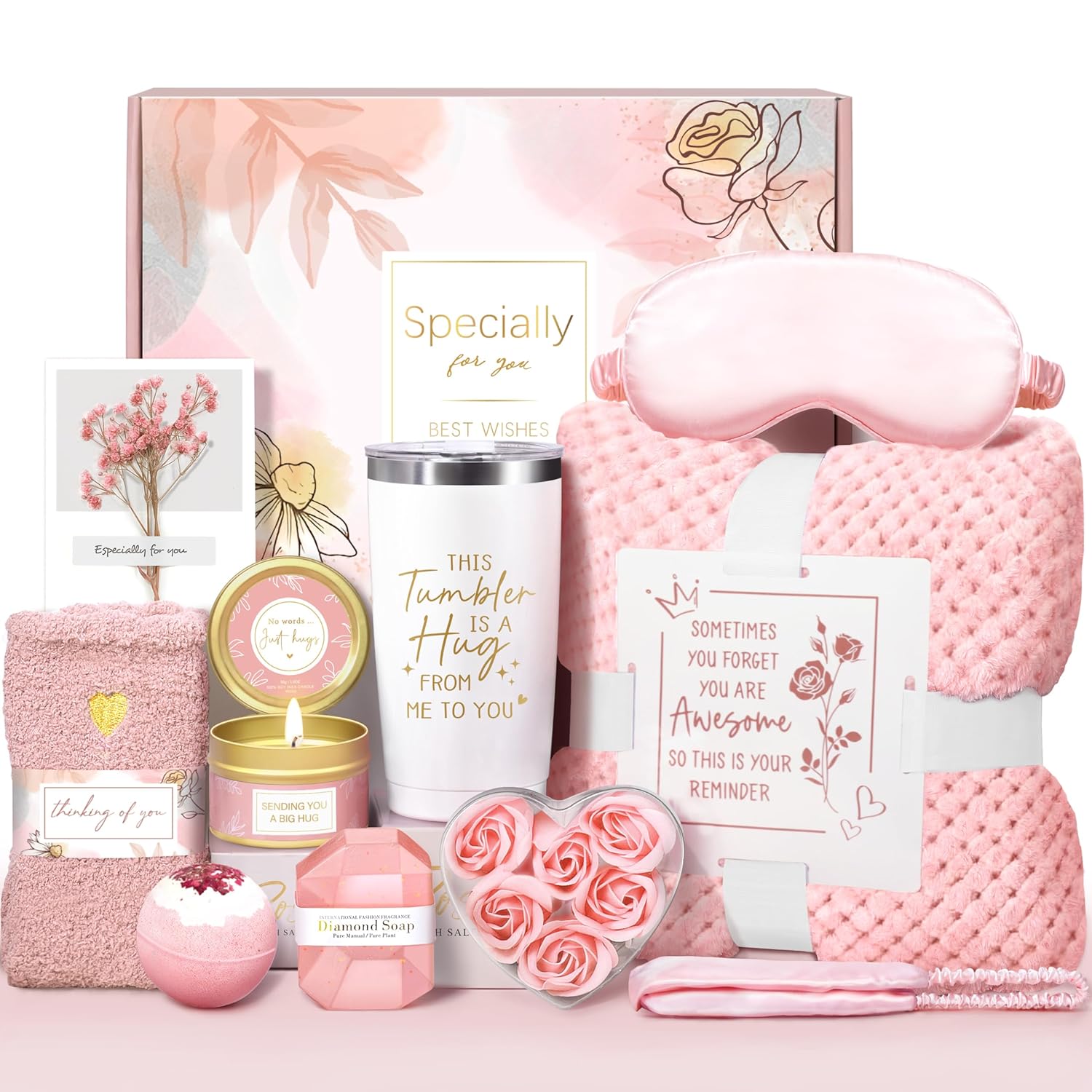 Presentes de aniversário para mulheres, presentes de autocuidado para mulheres, 11 peças, cestas de presente Get Well Soon, presentes pensando em você, cesta de presente de spa…