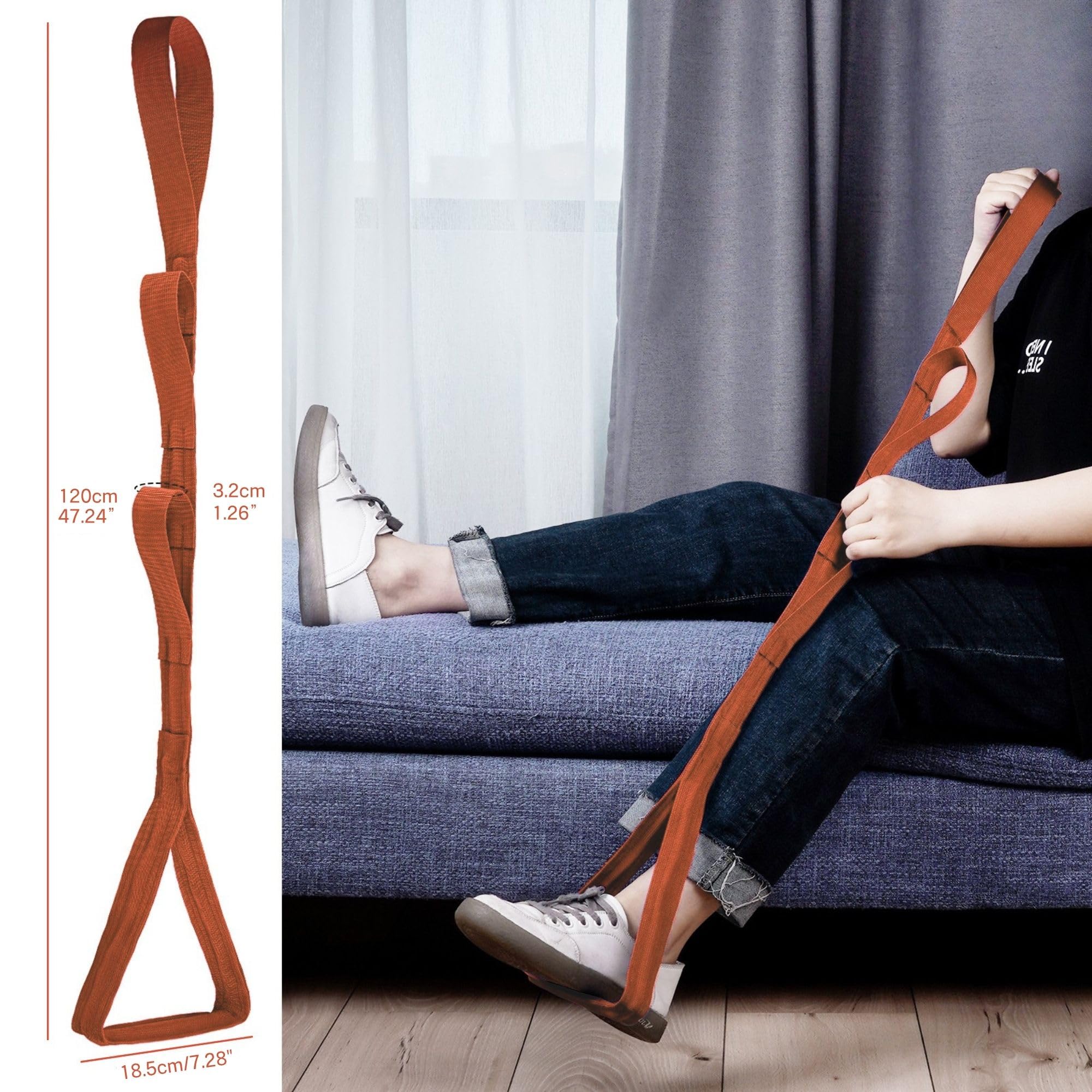 42 Inch Long Leg Lifter,Leg Lifter After Hip Replacement All Over with Aluminum Rod, Hip Kit for Seniors Total Hip Replacement Prime Large Rigid Foot Loop &Sturdy Multiple Handles(Orange) — Amazon image 3