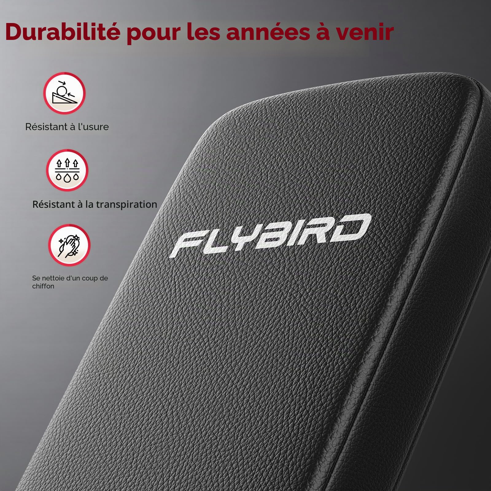 FLYBIRD Banc de musculation réglable, professionnel, système de réglage rapide,facile à plier et ranger, dossier allongé adapté au développé couché, pré-monté à 80%