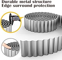 Vista 2 de Borde de Jardín de Metal Corrugado 3" x 15.2M, Borde de Paisajismo para Césped, Cama de Flores, Valla de Jardín, Borde de Pavimento (Plata)