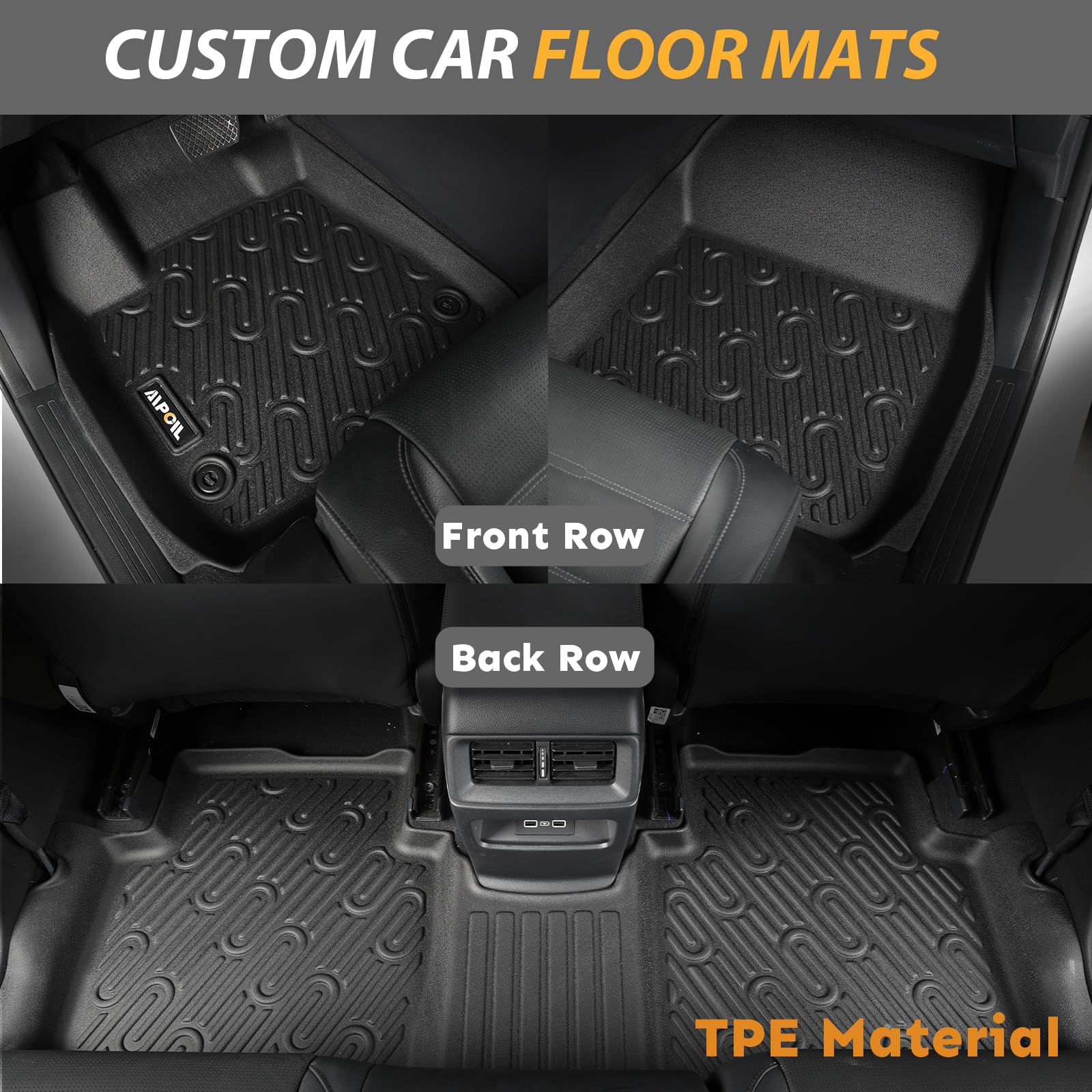 AIPOILÂ® Floor Mats & Cargo Liner Custom for Kia K5 (Only FWD Models) 2021-2025 & Hyundai Sonata (Include Hybrid) 2020-2024ä¸¨TPE All Weather Protectionä¸¨Full Set Automobile mats Accessories, Black.
