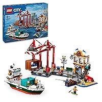 LEGO City Porto e Nave Merci, Giochi di Ruolo per Bambini e Bambine da 8 Anni con Barca Giocattolo