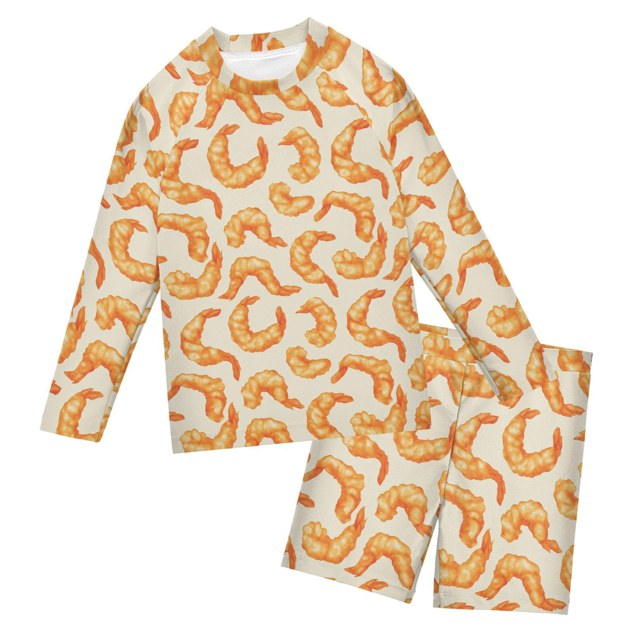 Shrimp Food Baby Boys' Toddler Long Sleeved Rashguard Swim Bathing Suit Set B0404806