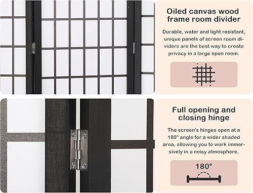 Miniatura 3 de Divisores de habitación y pantallas plegables de privacidad pantalla Shoji de 4 paneles separadores de pared chinos de 6 pies con tela impermeable