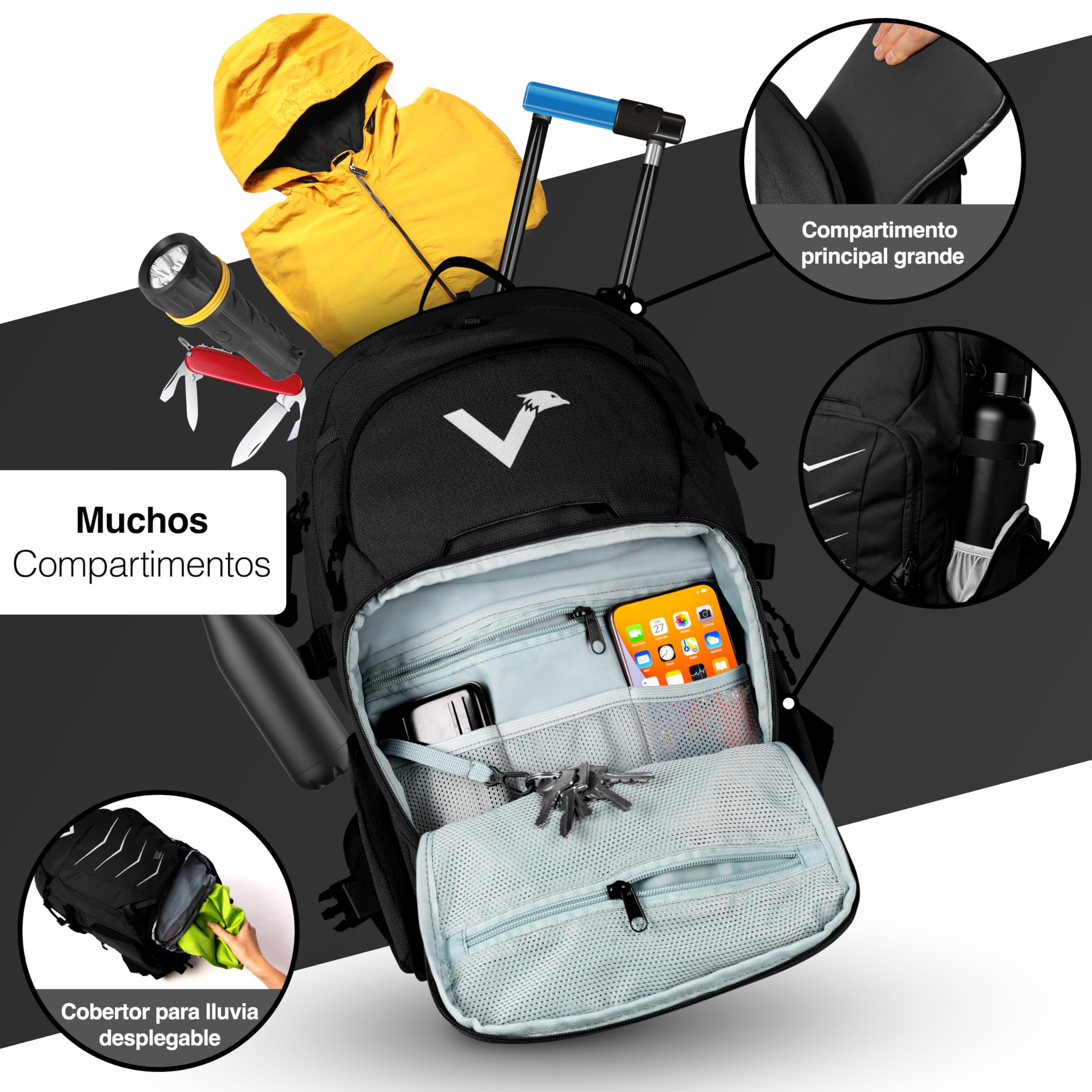 Valkental - Mochila Sostenible con Cinturones de Cadera Ocultables | 22L | Expandible con Riñonera - Perfecta para Senderismo, Trekking, Ciclismo y Uso Outdoor