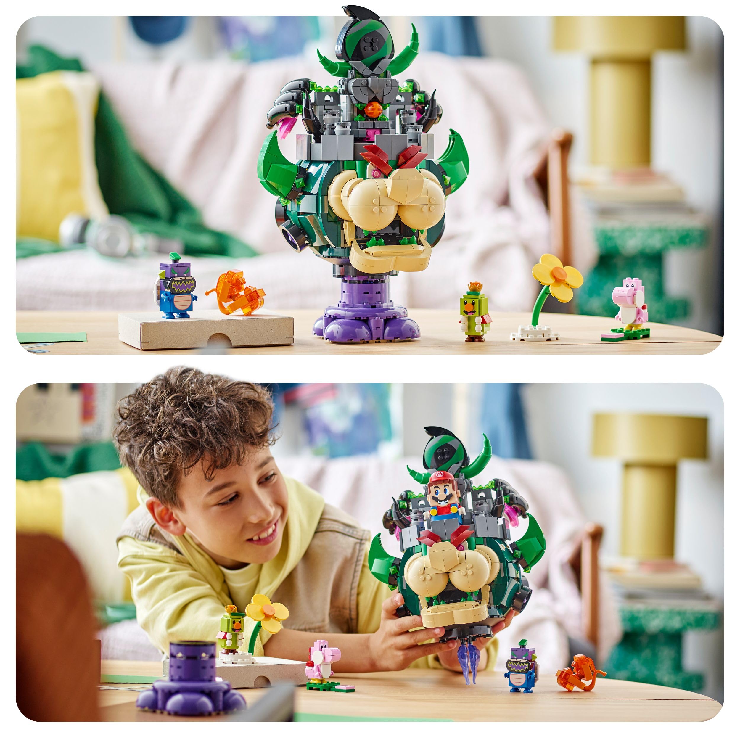 LEGO Super Mario Principe Florian e Bowser Castello - Giocattolo Interattivo con 4 Figure Incluso Yoshi Rosa, Supporto per il Gioco e l'Esposizione - Regalo per Gamer e Bambini da 9 Anni - 72042