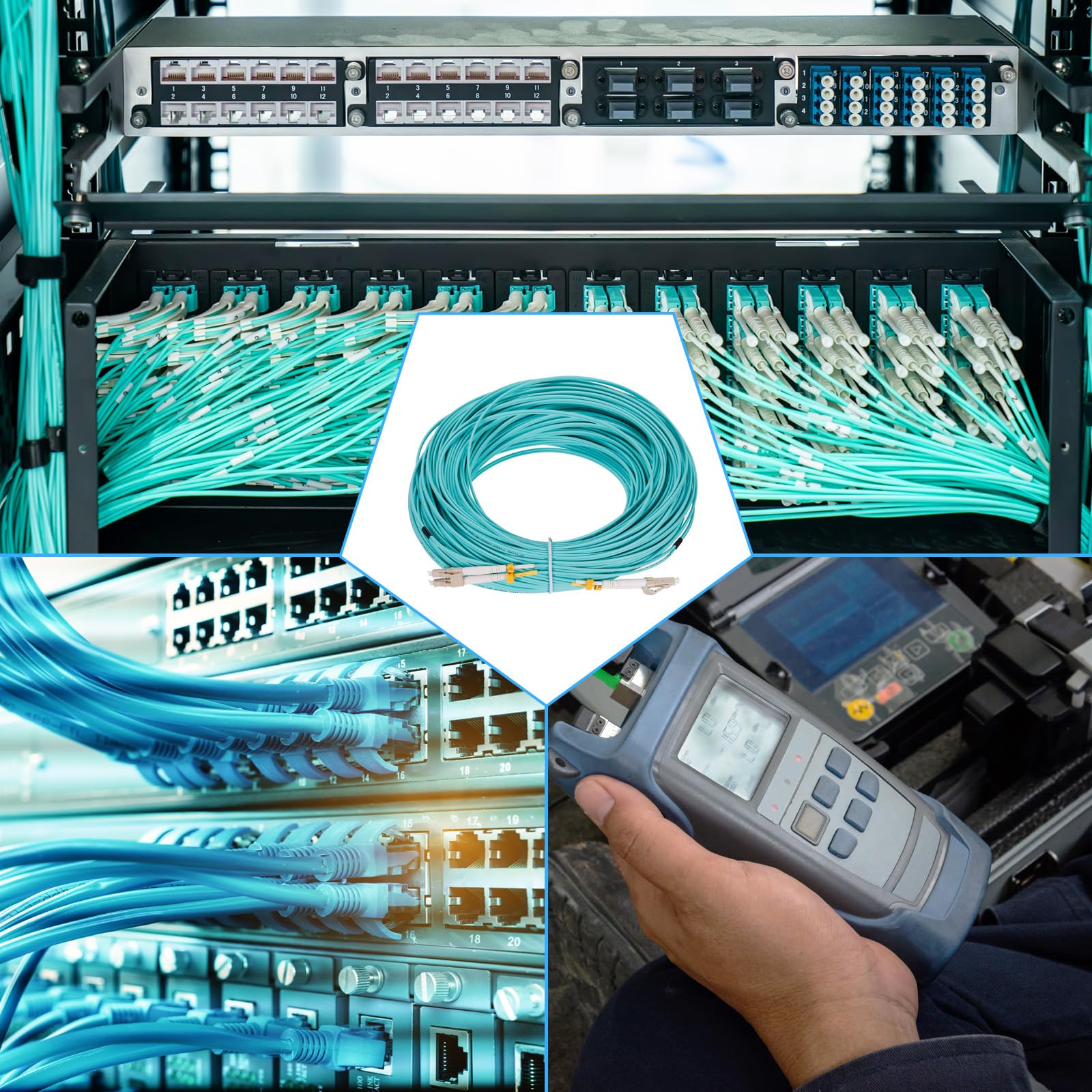 sourcing map 50 Mètres 164Ft Fibre Correctif Câble Multimode Duplex Vert