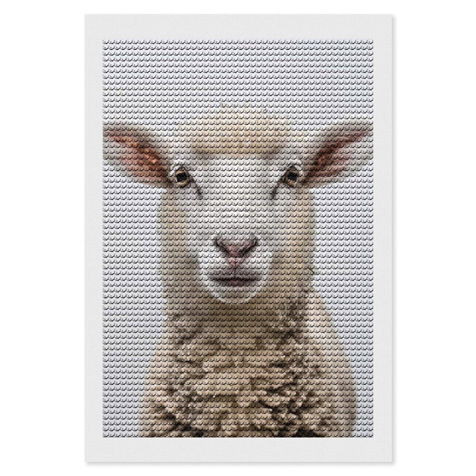 Junmoney Sheep Face Diamond Painting Set 8"x12", Modern Decor, for Beginners, Printed Canvas, Thoughtful Handmade Gift, with Tool Kit