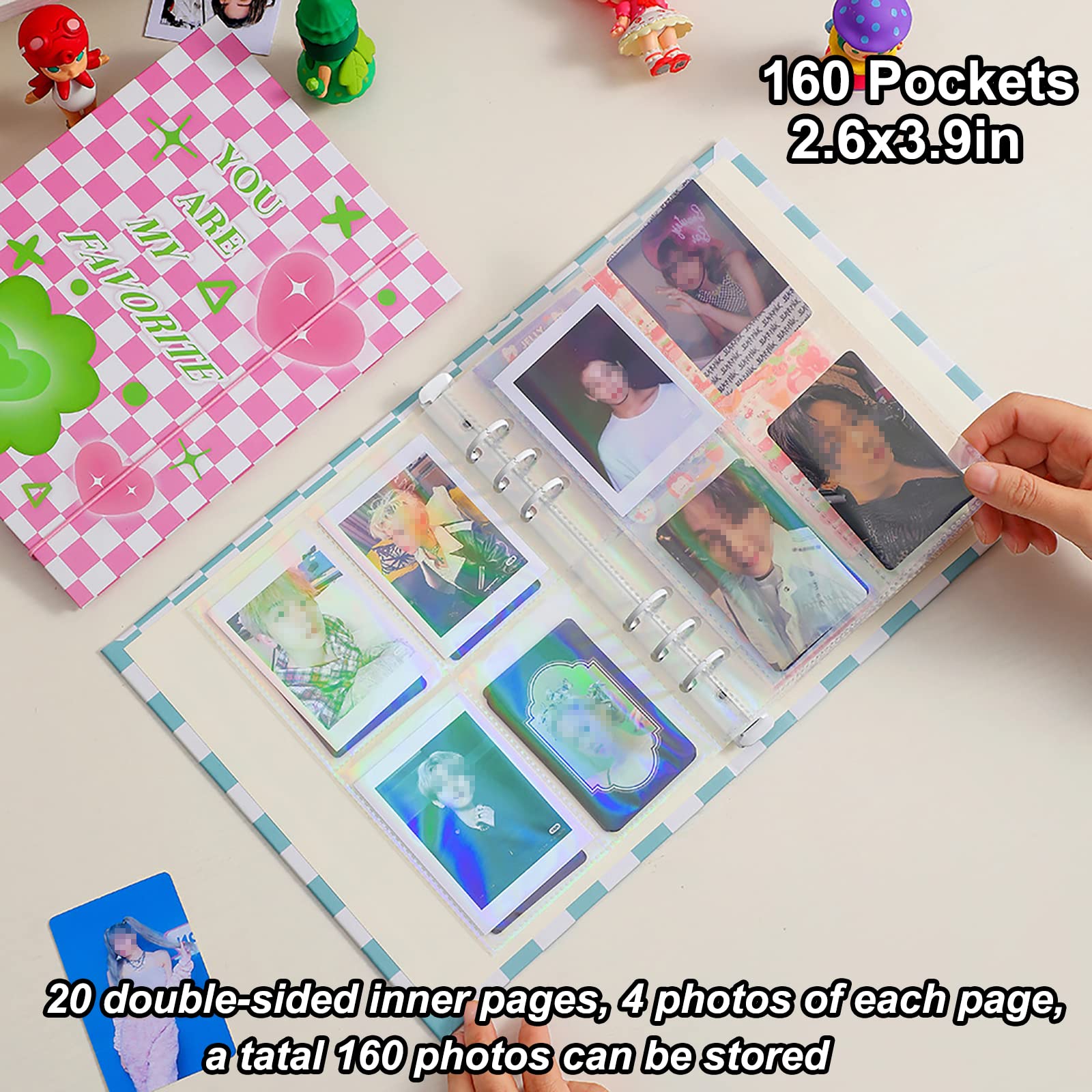 Album fotografico formato A5 a 6 anelli in peluche con 20 custodie