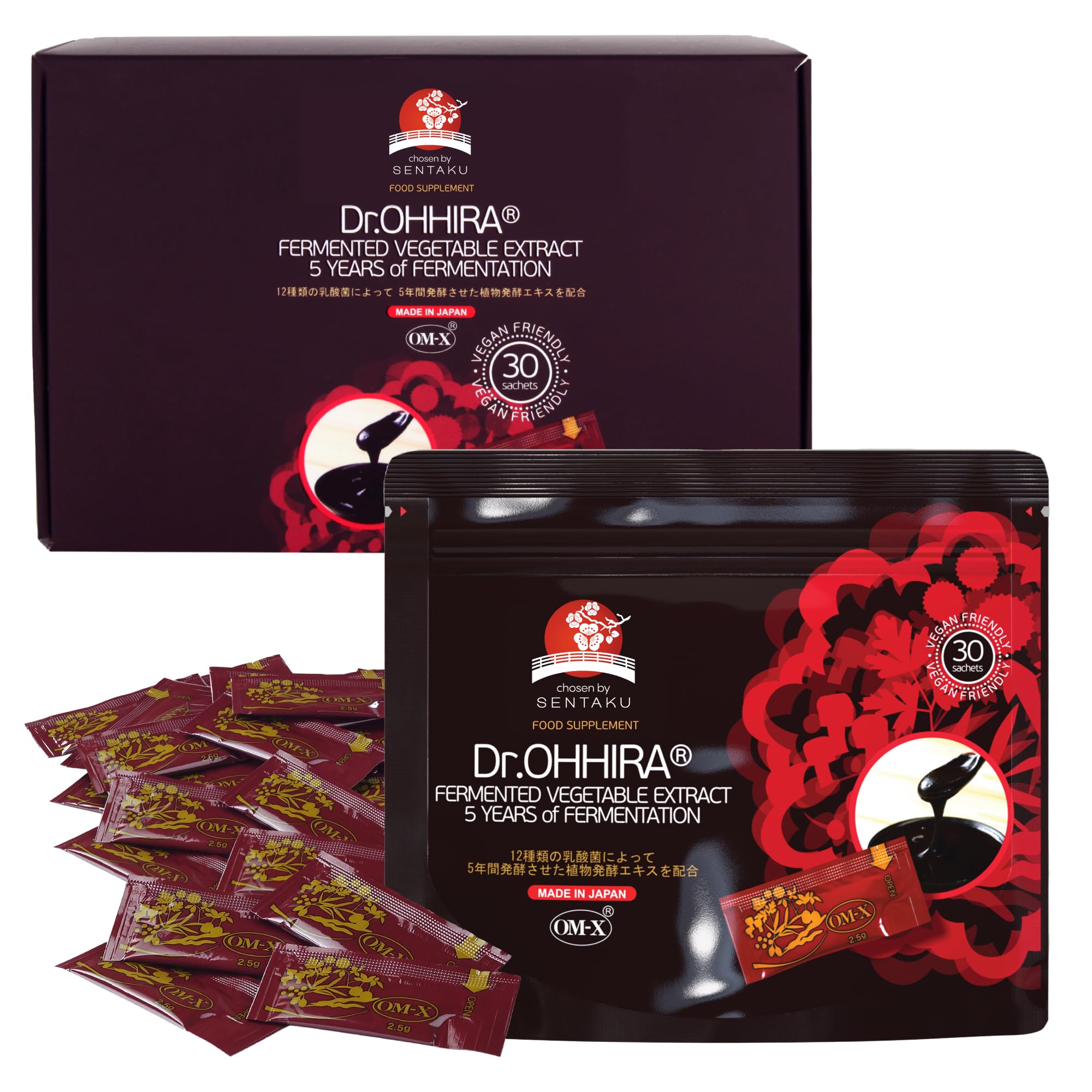 Fermented Vegetable Extract – 3 in 1 Gut Health Supplement- Prebiotic,Probiotics, Postbiotic in OM-X® – 5yrs Unheated Fermentation of 12 Bacterial Live Cultures, 30 Sachets