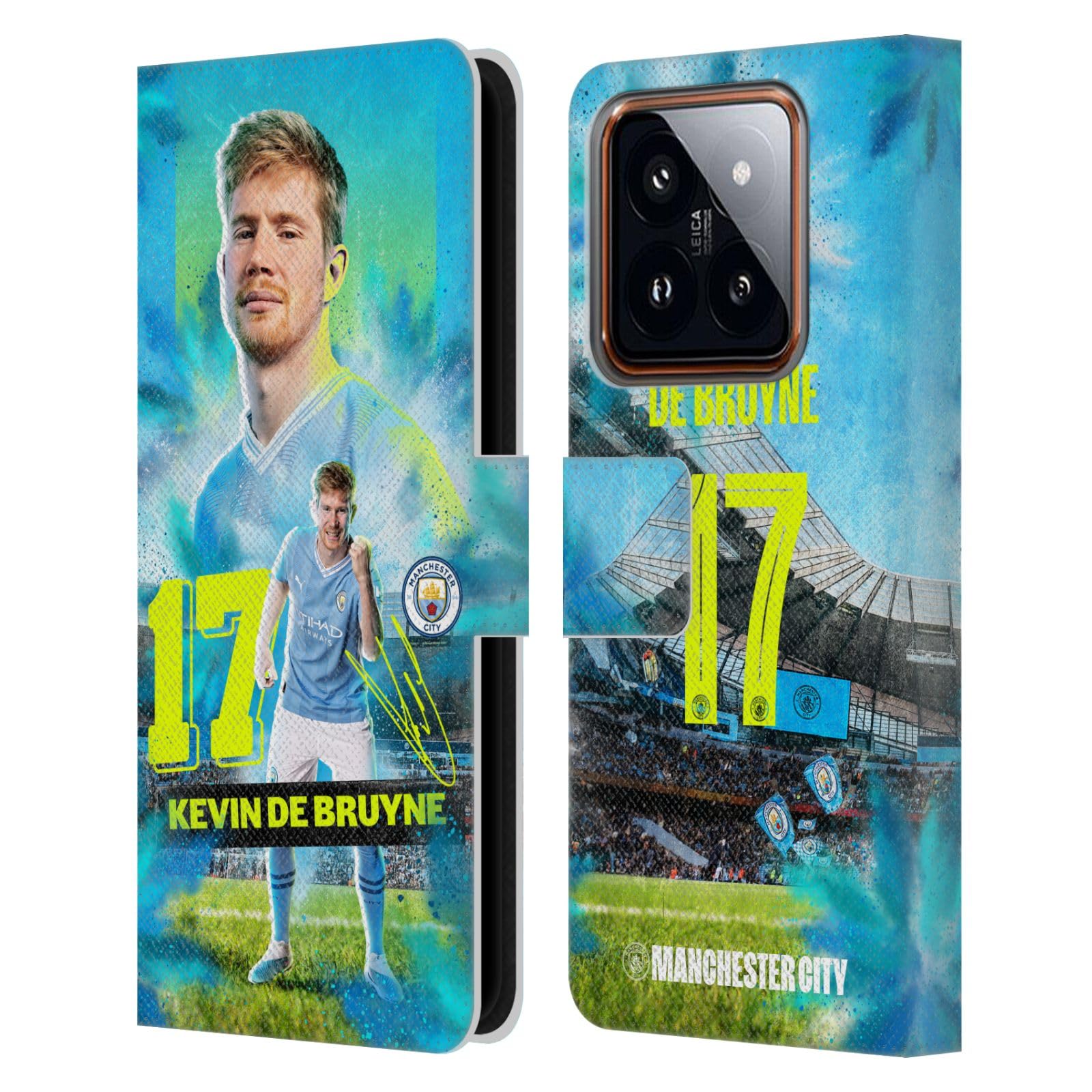 Head Case Designs Officially Licensed Manchester City Man City FC Kevin De Bruyne 2023/24 First Team Leather Book Wallet Case Cover Compatible with Xiaomi 14