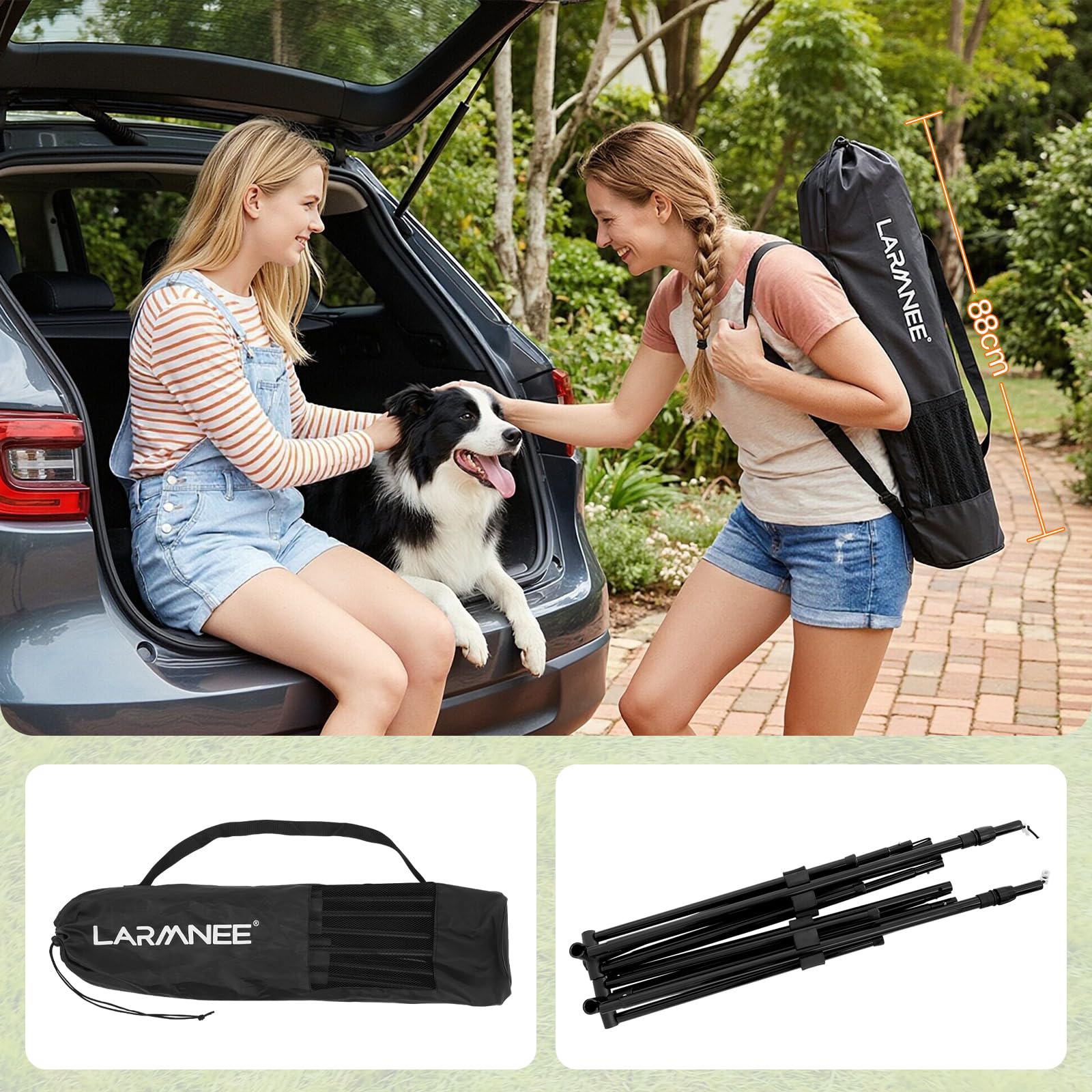 LARMNEE Rete da badminton, rete da pallavolo, rete da volano, regolabile in 3 altezze, 107/120/155 cm, set portatile per tennis, badminton o pallavolo, per giardino, interni, esterni
