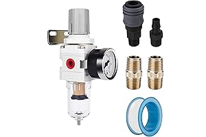 NANPU 1/4" NPT Compressed Air Filter Regulator Combo Piggyback, 5 Micron Brass...