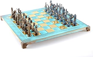 Comprar Juego de ajedrez de mitología griega, azul y cobre con tabla oxidada azul