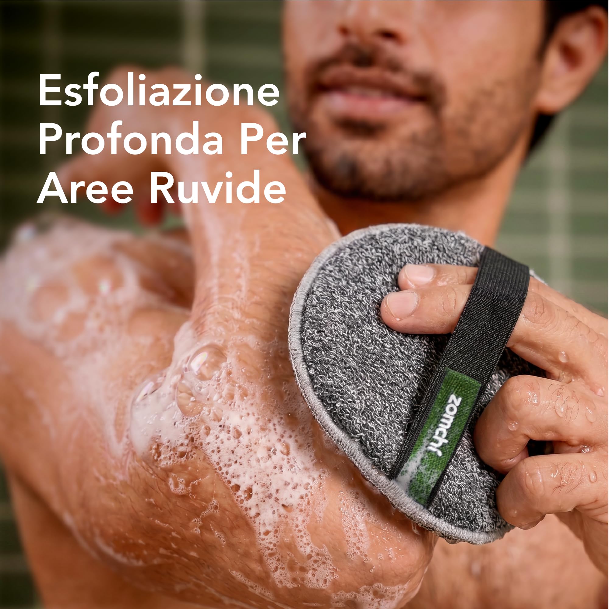ZOMCHI Spugna Esfoliante Corpo, Grande a Doppia Texture, lato Morbido e lato Ruvido per Peeling Intensivo, Spugna Scrub Corpo con Cordino per Appendere (Confezione da 2)