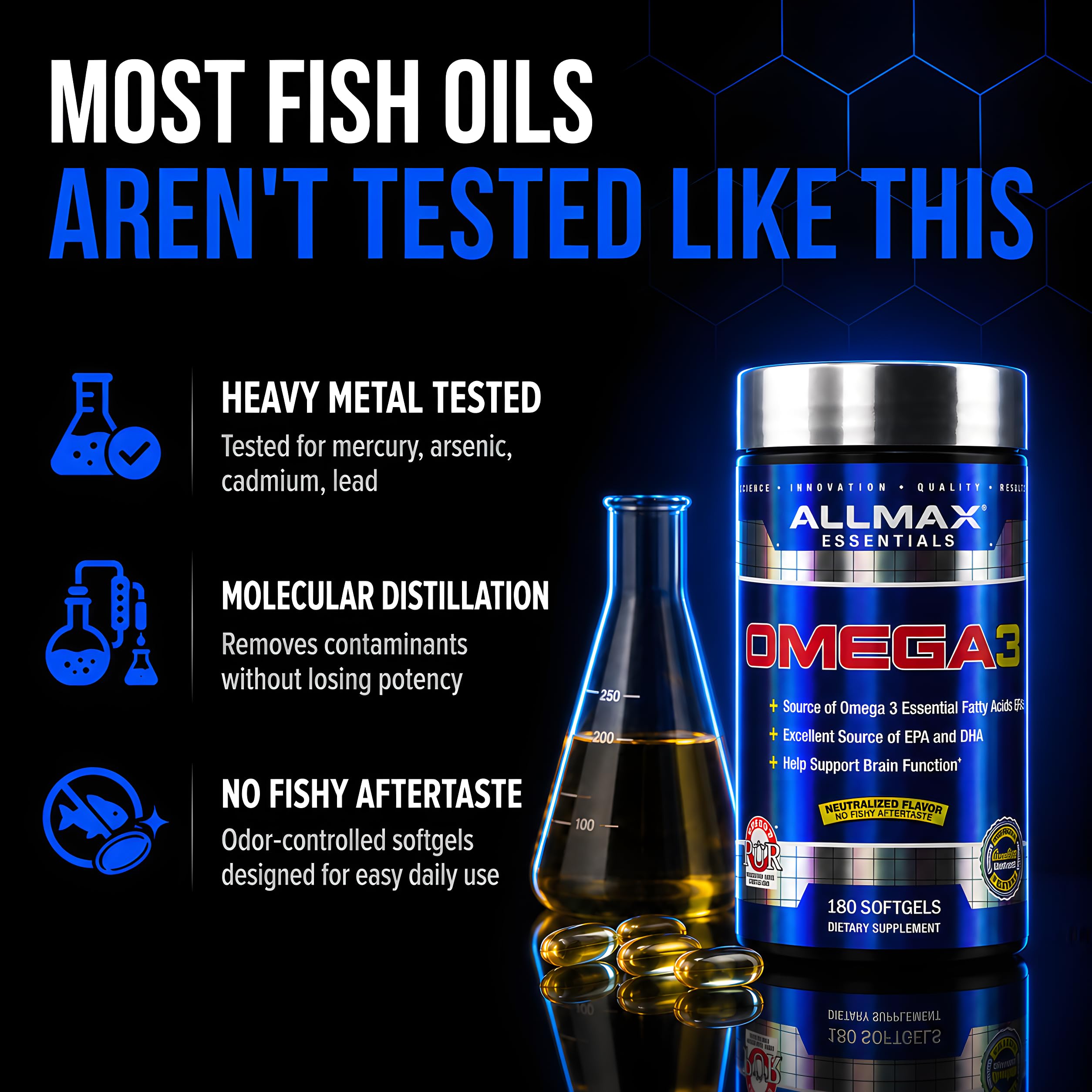 ALLMAX Omega 3 Fish Oil Softgels, EPA DHA, 180 Count, 1000 mg — Amazon image 5