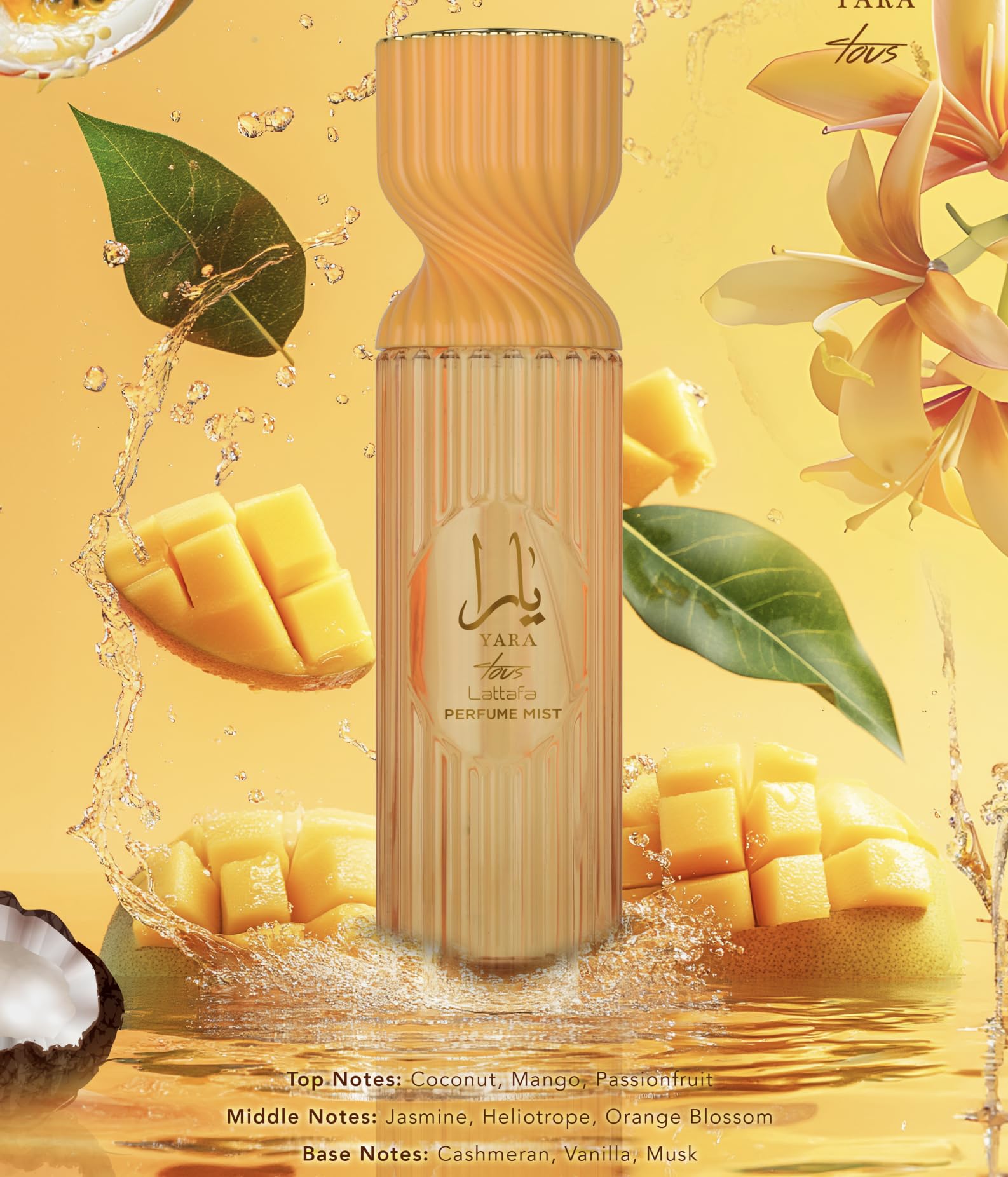 Lattafa Yara Tous Perfume Mist 250ml – Tropical Fruity Body Spray with Coconut, Mango, Passionfruit, Jasmine, Orange Blossom, Cashmeran, Vanilla & Musk