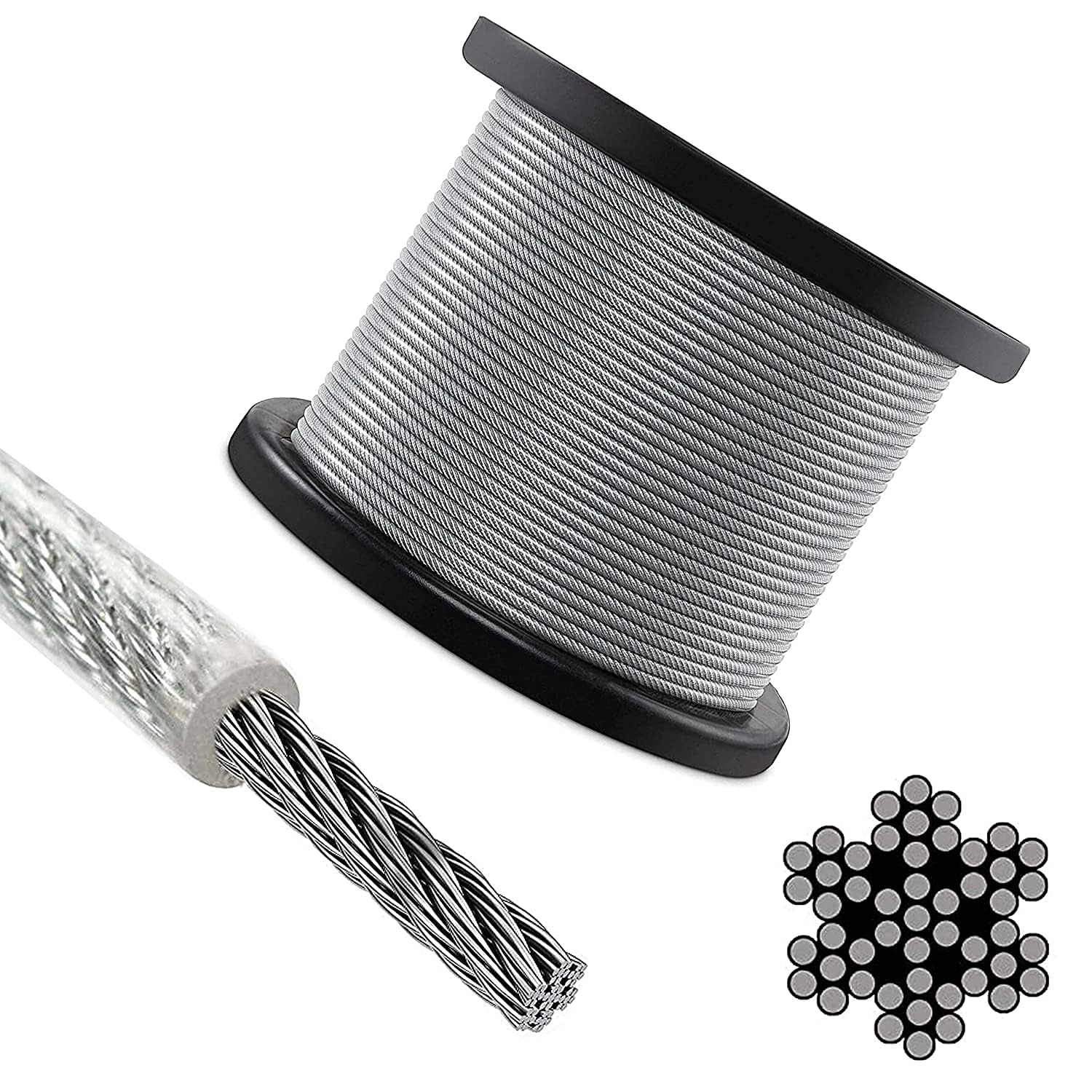 VENOM Gym Machine Wire Rope Cable, PU (Polyurethane) Rubber Coated, Available in 6 MM Thickness,30 Meters Length