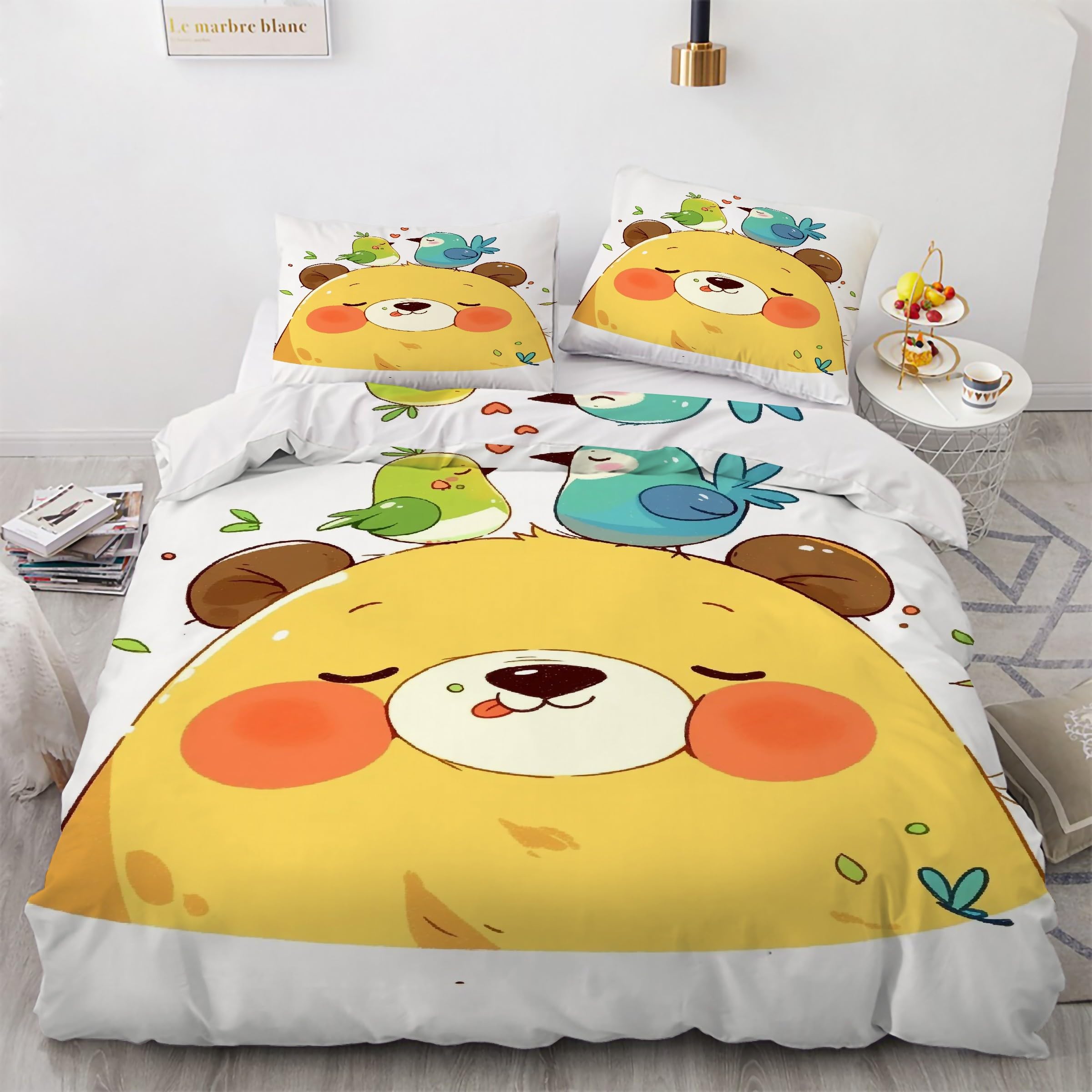 Parure de lit 3 pièces à fermeture éclair pour changer de couette facilement
