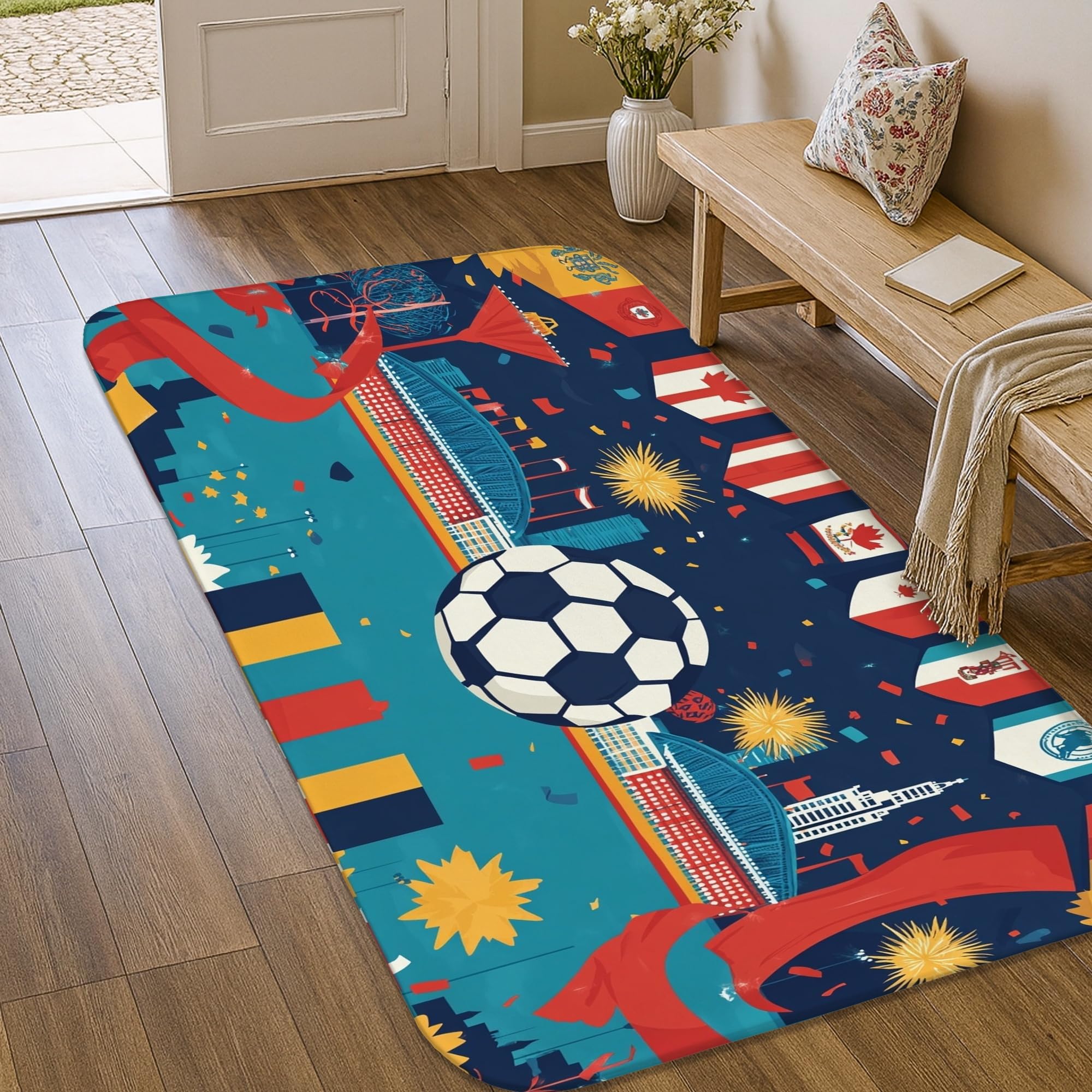 Tapis de football antidérapant bleu pour stopper les glissades