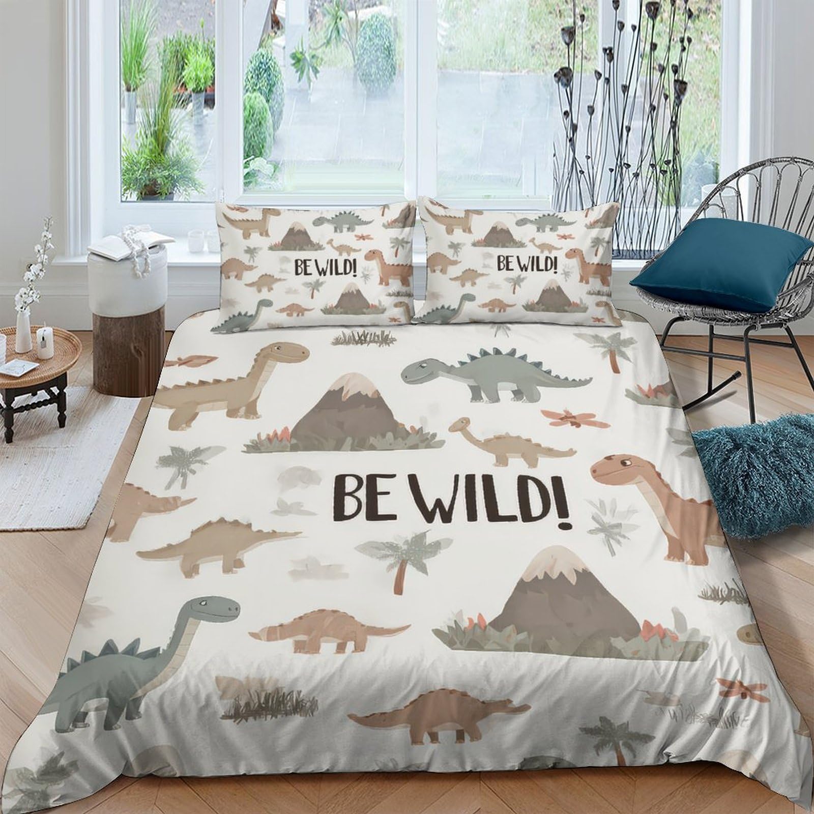 Ctjqhvkz Style-3 3D Printed Dinosaur Volcano Fitted Sheet Microfiber Soft Breathable Prehistoric Bed Cover For Bedroom Dorm Decor Single（135X200cm）