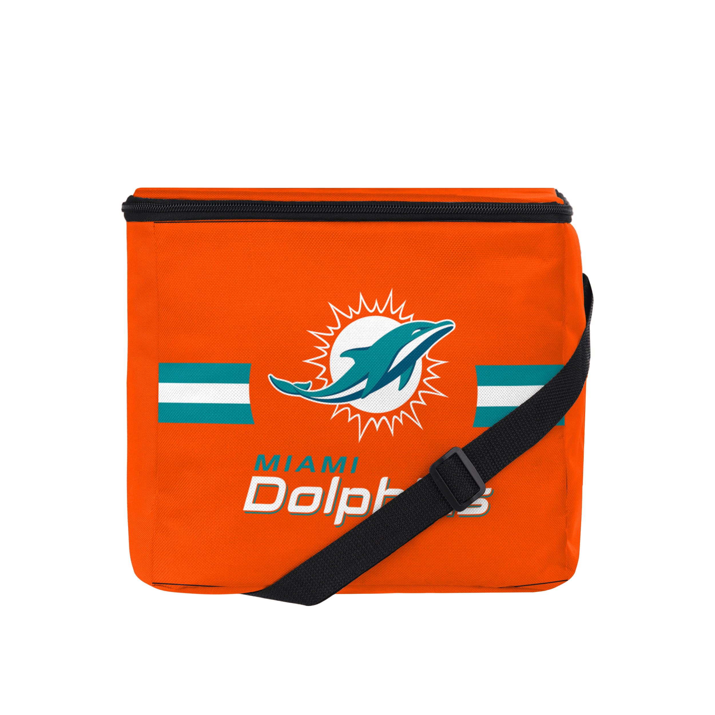 FOCO NFL Officially Licensed Primary Logo Team Stripe 6 or 12 Pack Soft Insulated Game Day Football Lunch Tote Cooler - Miami Dolphins - 6 Pack