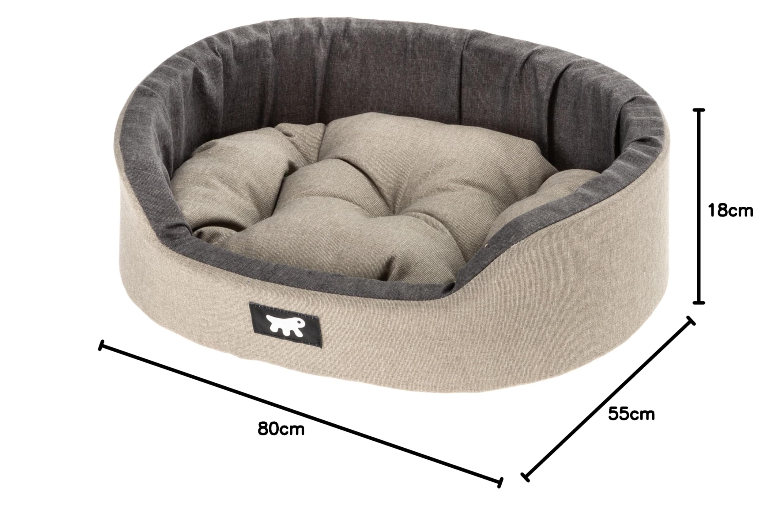 Ferplast Cama para Perros Dandy - Cojín Extraíble y Lavable, Funda de Algodón con Acolchado Suave, Cama para Perros de Tamaño Mediano, 80 x 55 xh 18 cm, Marrón