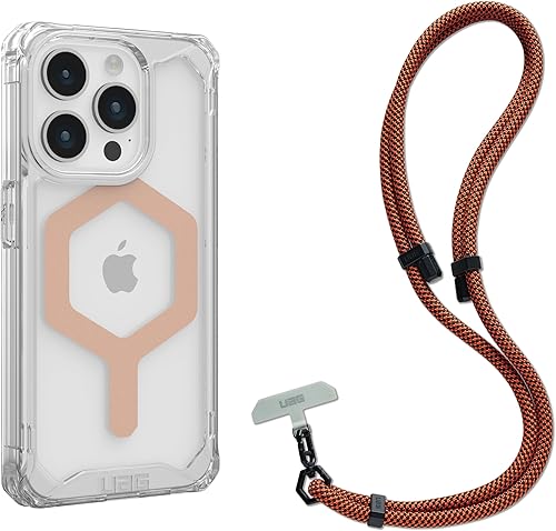 URBAN ARMOR GEAR UAG Designed for iPhone 15 Pro Case Plyo Ice/Rose Gold 6.1" Compatible with MagSafe Bundle with UAG Civilian Phone Crossbody