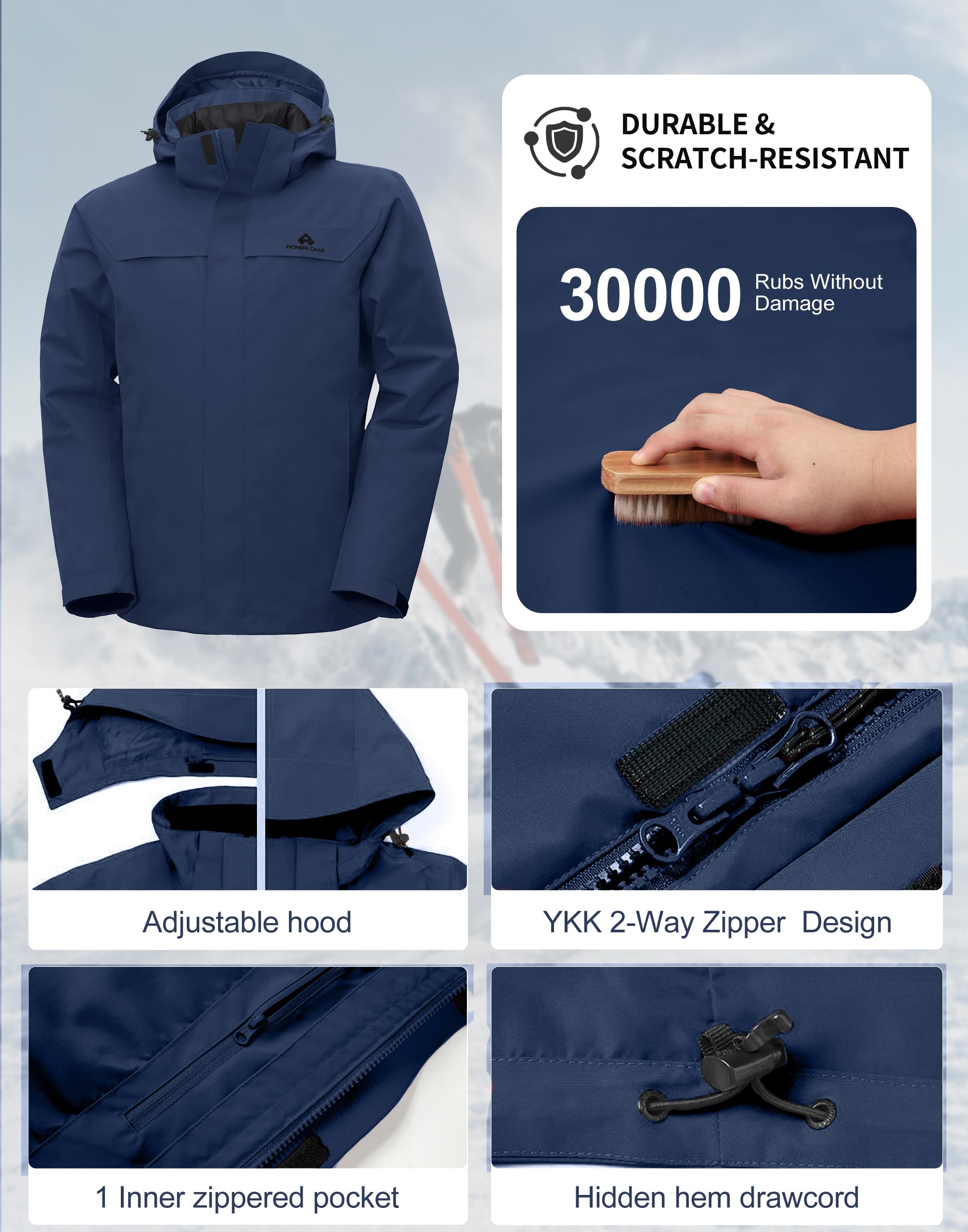 Pioneer Camp Winterjacke Skijacke Daunenjacke Herren Snowboardjacke 3 in1 Jacke Herren Ski Jacken Herren Funktionsjacke