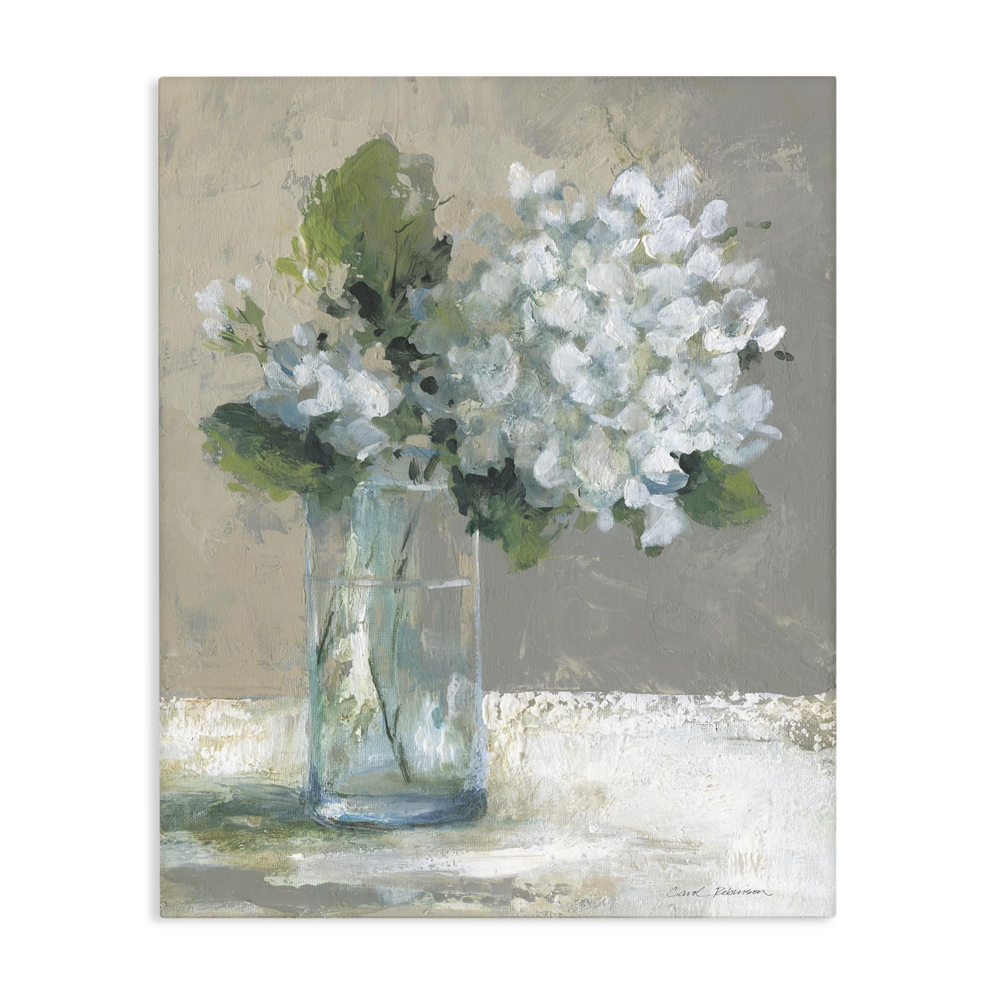 'Serene White Hydrangeas in Glass'| Canvas Art