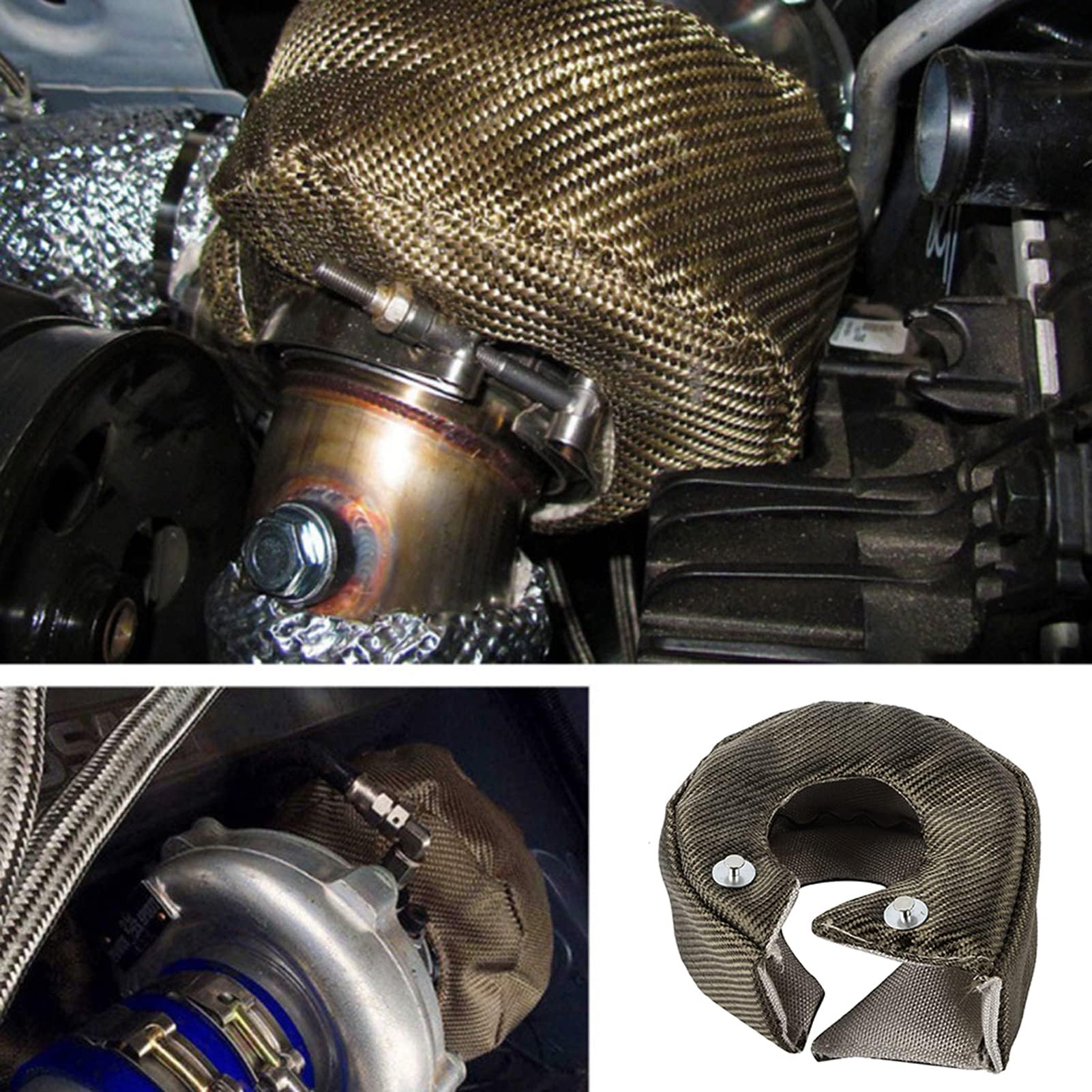 HERCHR Turbo Shield, Fibra De Vidrio única Turbo Heat Shield Manta Barrera Turbo Cargador Cubierta Envoltura Protectora para T3/GT35/GT37/GT40/GT42