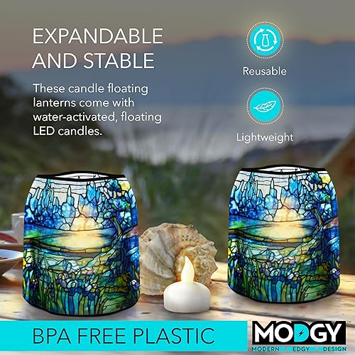 Miniatura 3 de Modgy - Velas luminosas (4 unidades, incluye pilas LED flotantes), ideal para bodas, fiestas, patios y celebraciones