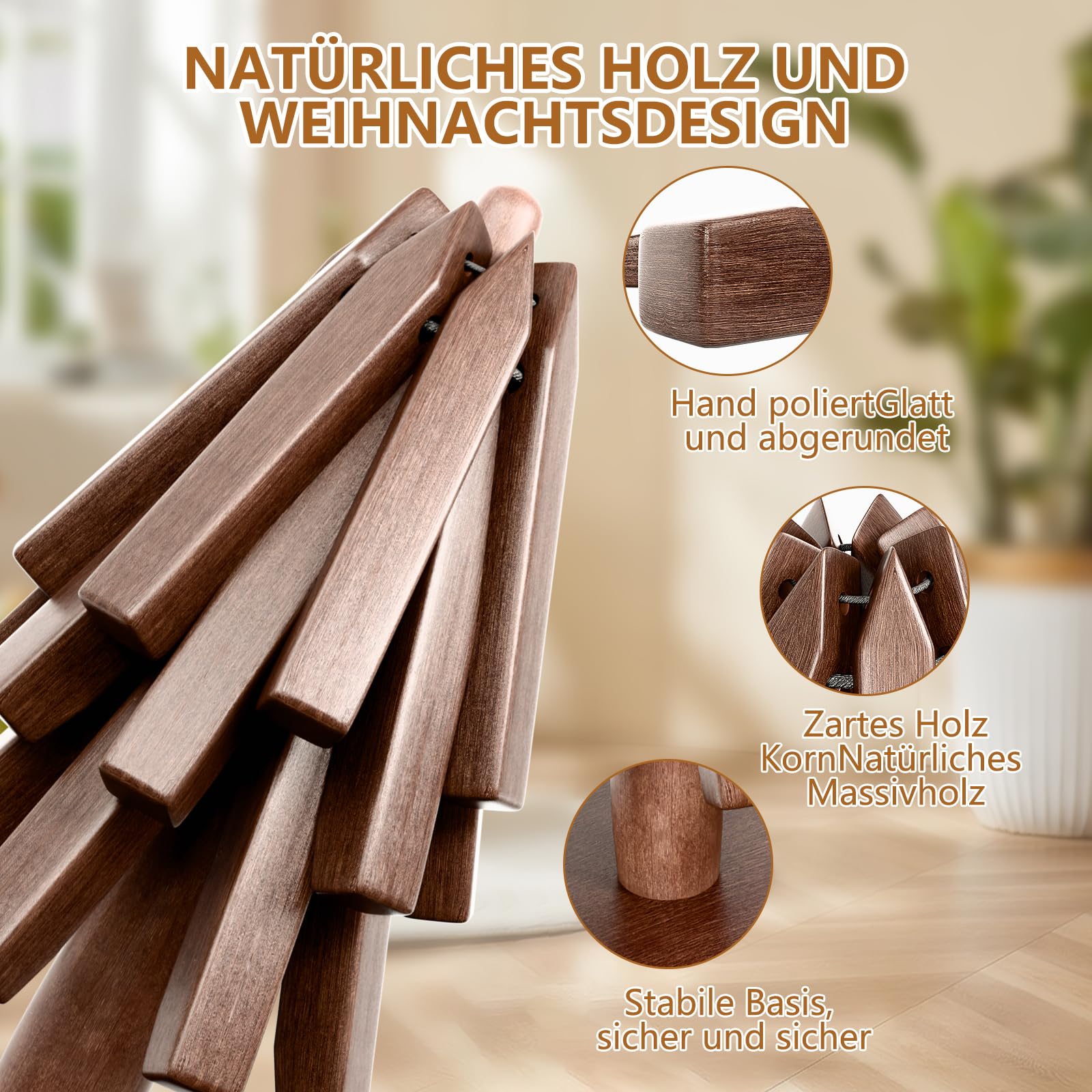 2PCS - HHolzuntersetzer für heiße Gerichte Baumform Untersetzer-Set Untersetzer Holzuntersetzer Walnuss Dämmmatte Matten Faltbare hitzebeständige Pads für Teekanne Pfannen Schüssel