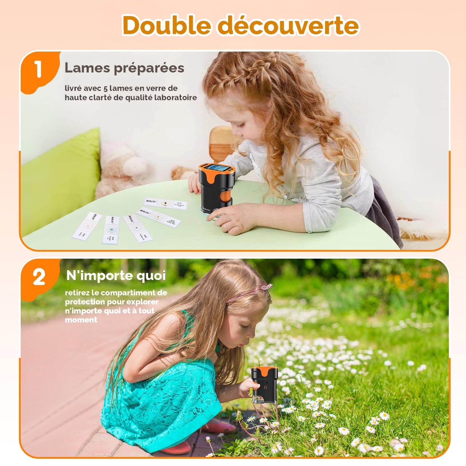 Microscope Et Téléphone 2-en-1 Pour Enfants – Thème Dinosaures – Caméra, 22 Apps, Grossissement 500x, 32 Go