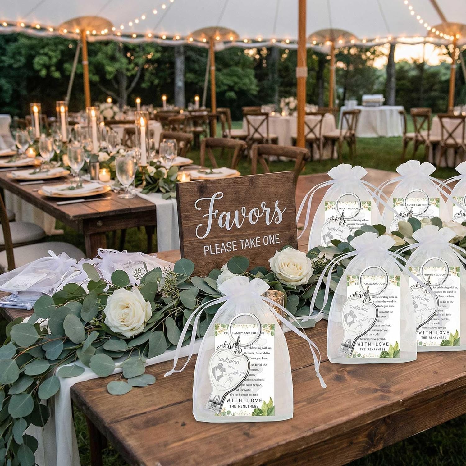 150PCS Wedding Favors Set – 50 Heart-Shaped Keychain Bottle Openers, Thank You Cards & Organza Bags, Bulk Party Favors for Wedding, Bridal Shower, Engagement, Anniversary