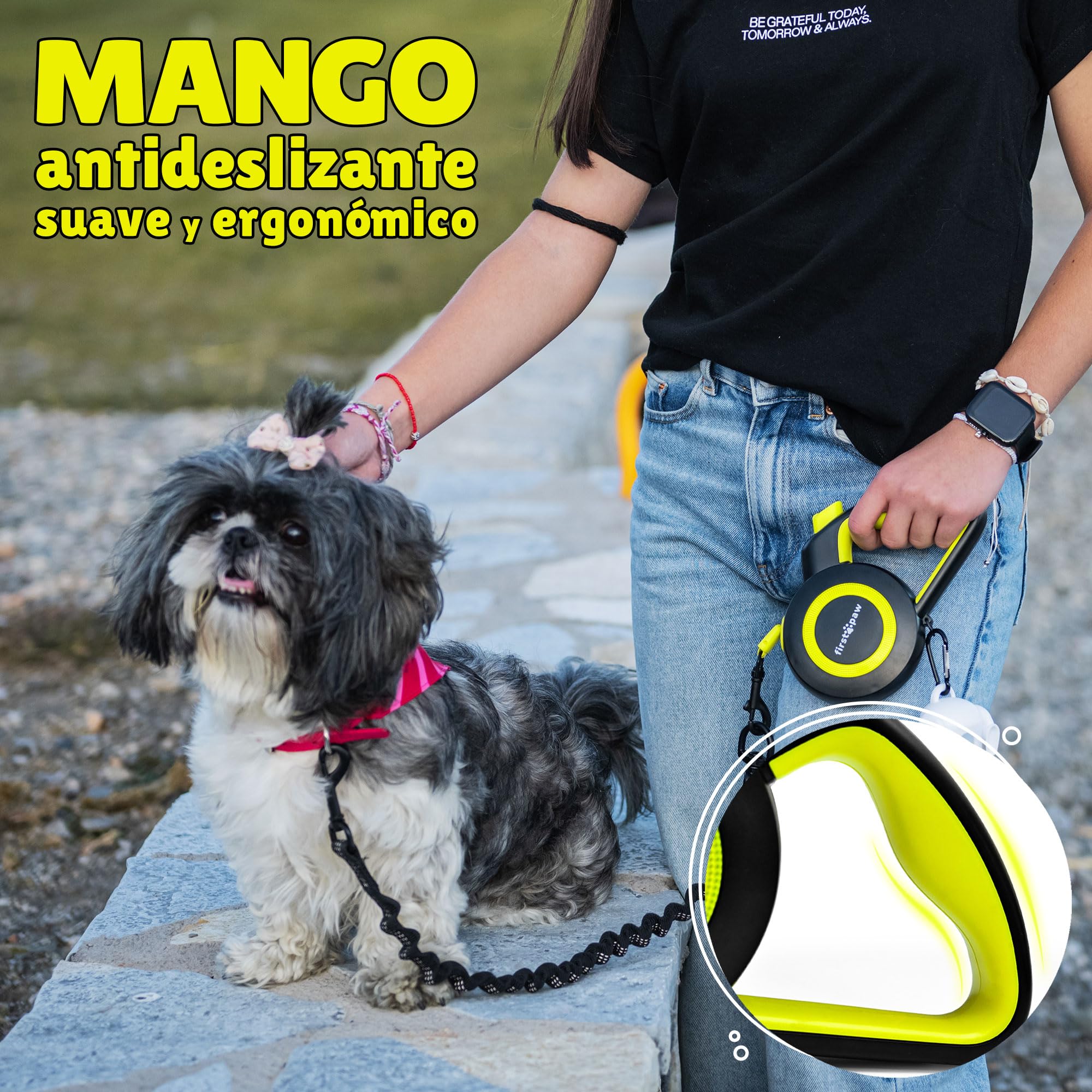 Correa Perro Extensible 5 Metros - Correa Retráctil Perro para Adiestramiento y Paseo con Cinta Reflectante 360º Sin Enredos - para Perros medianos y Grandes (hasta 50 kg)
