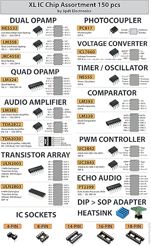 Miniatura 5 de Surtido de chips CI XL, 150 piezas, amplificador, oscilador, pwm, PC817, NE555, LM358, LM324, JRC4558, LM393, LM339, NE5532, LM386, TDA2030,