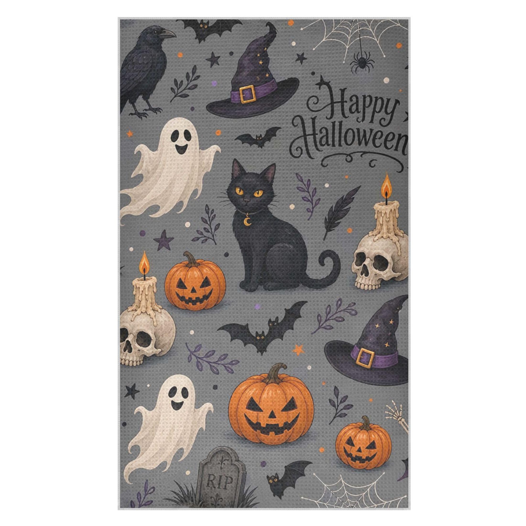 Fuauuyl Halloween Kitchen Towel Waffle Weave Dish Towels Soft Absorbent Hand Towel Microfiber Lint Free Dish Cloths for Kitchen, 18x30 in