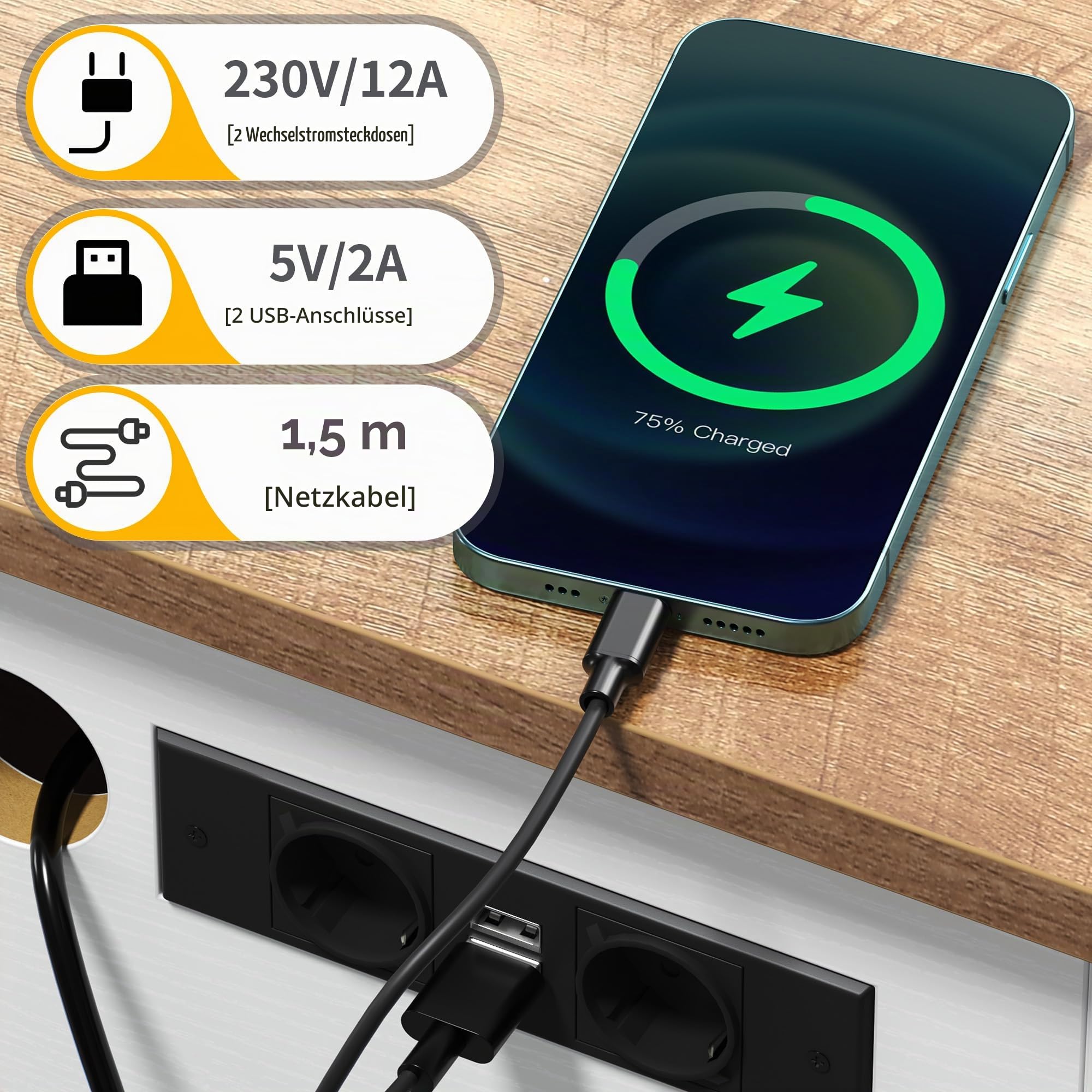 DWVO Wohnzimmertisch Höhenverstellbar mit Steckdose und 16-farbigem LED-Lichtstreifen, Couchtisch mit Verstecktem Stauraum für Wohnzimmer, Schlafzimmer und Büro, 100x50x(49-63.5) cm