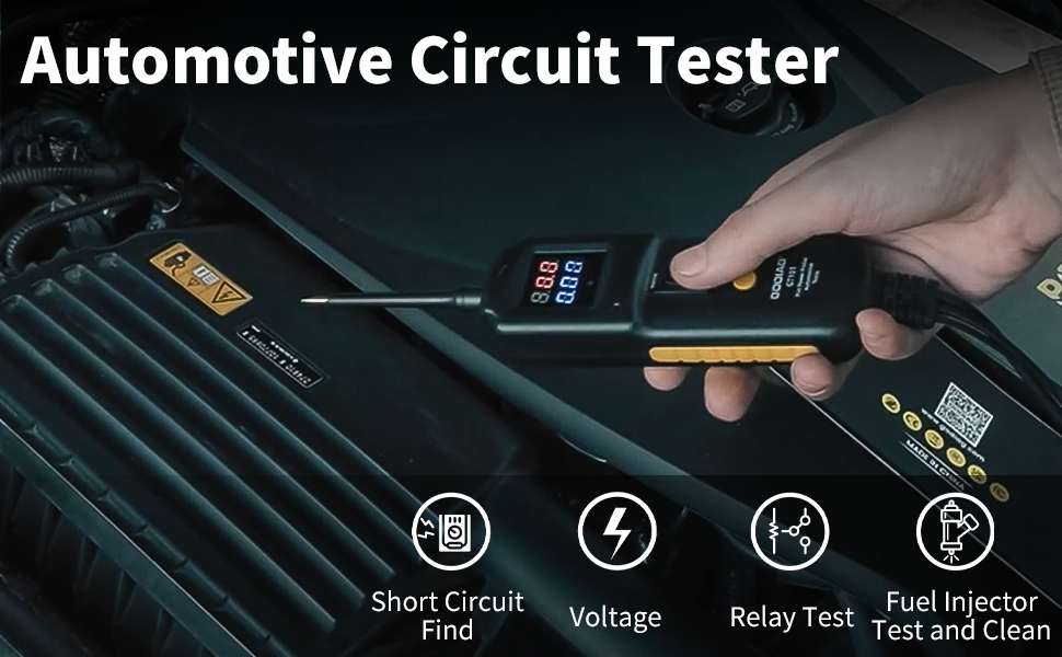 Image of Multifunctional Power Circuit Probe Tester DC Voltage 12V to 40V, 20FT Extension Wire, Grounding Testing, Component Activation, Short Circuit Positioning, Continuity Testing