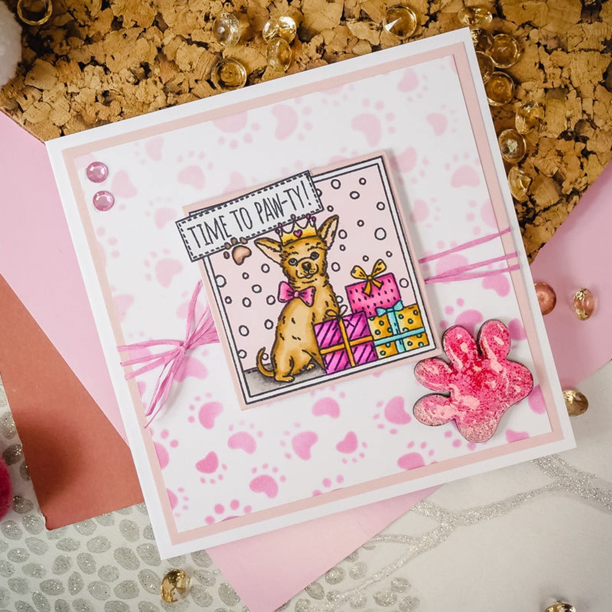 Hunkydory Crafts for The Love of Stamps- Muddy Paws- Party Time Pooches FTLS843