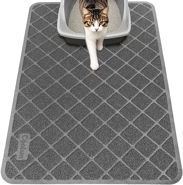 Conlun Cat Litter Mat Litter Trapping Mat, 24" x 17" Premium Durable PVC Grid Mesh with Scatter Control, Non-slip, Less Waste Cat Litter Box Mat, Soft on Kitty’s Paws, Urine Waterproof