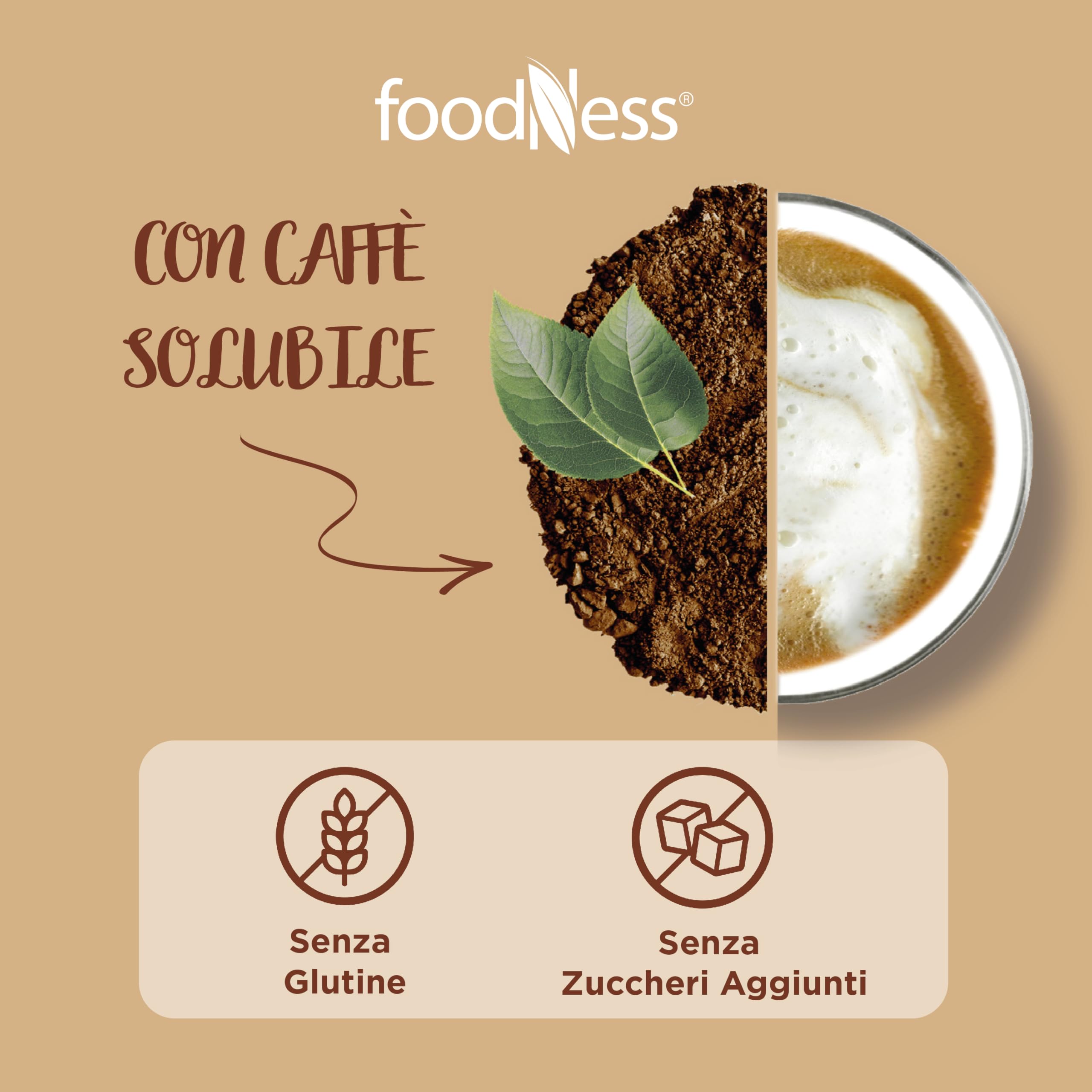 foodNess - 6 Box da 10 Capsule di Cappuccino Intenso, Capsule Compatibili con Sistema Dolce Gusto, Solubile per Bevanda Gusto Cappuccino con Latte e Caffè, Senza Glutine, Lattosio e Zuccheri Aggiunti