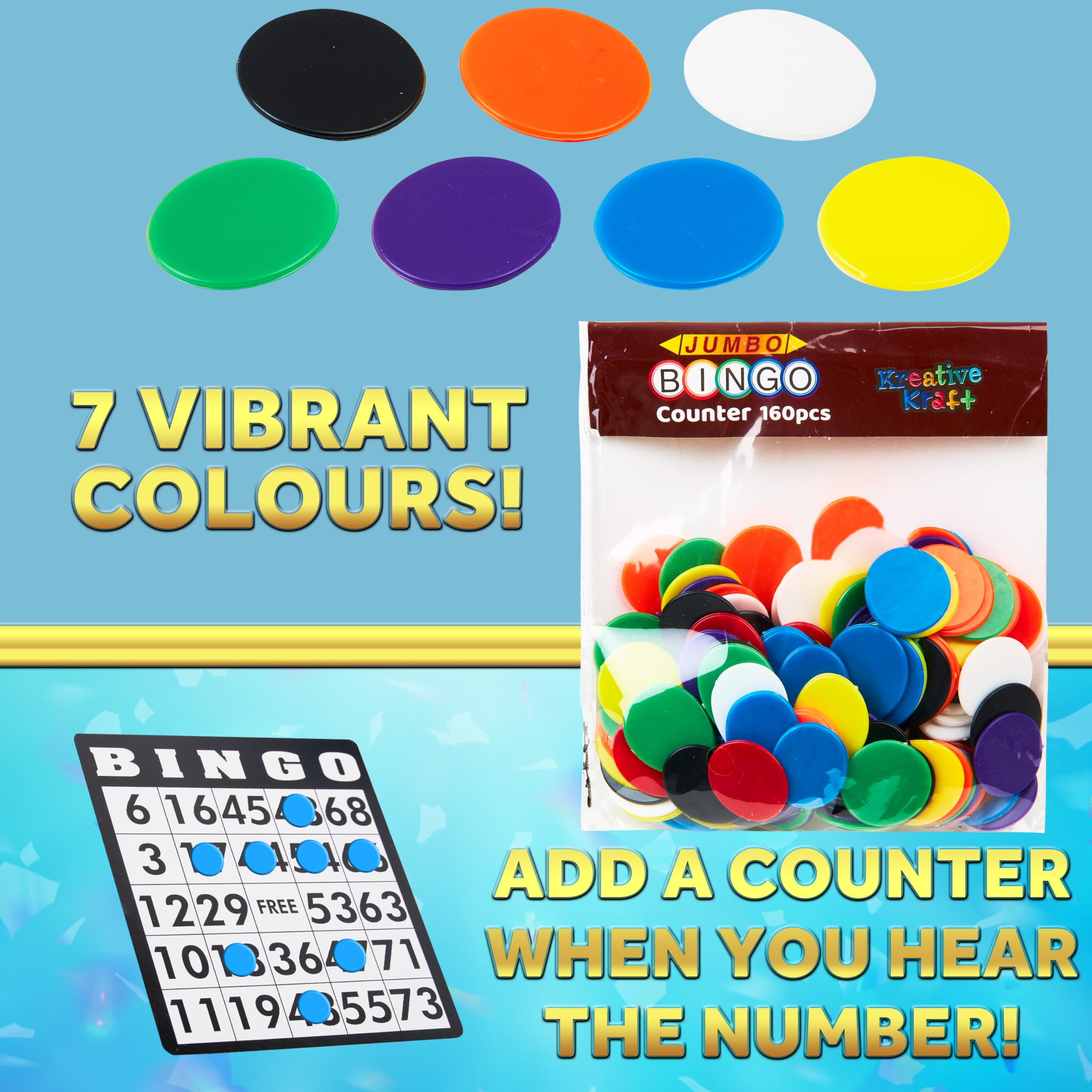 KreativeKraft Bingo Game Set or Accessories for Teens & Adults, Raffle Tickets, Tear Dabbers, Markers, Books, Counters - Image 3