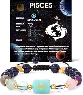 GolbalJew Zodiac Bracelets for Women 12 Constellations Healing Crystal Stone Beads Bracelet Birthday Zodiac Gifts Horoscope Spiritual Bracelet