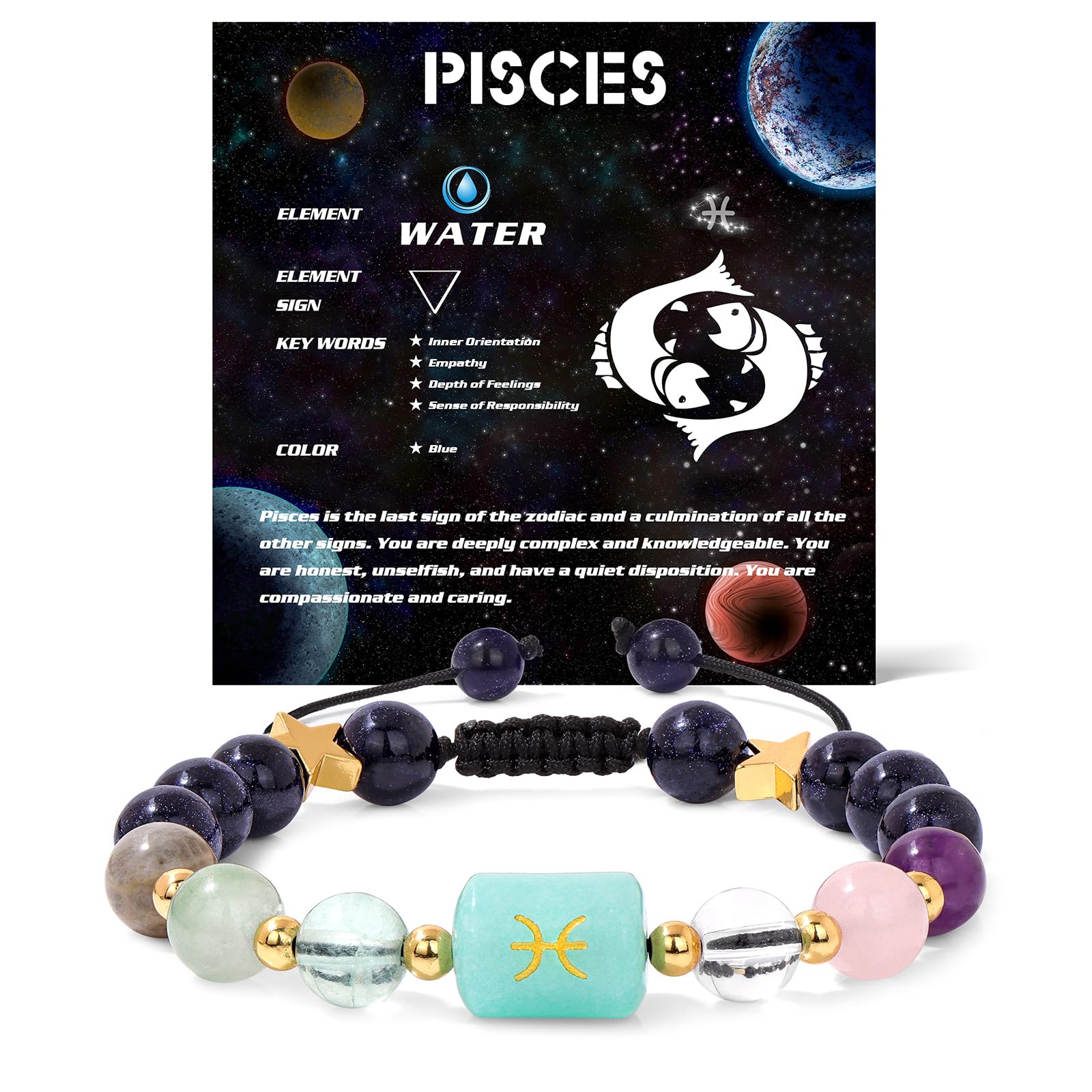 GolbalJew Zodiac Bracelets for Women 12 Constellations Healing Crystal Stone Beads Bracelet Birthday Zodiac Gifts Horoscope Spiritual Bracelet