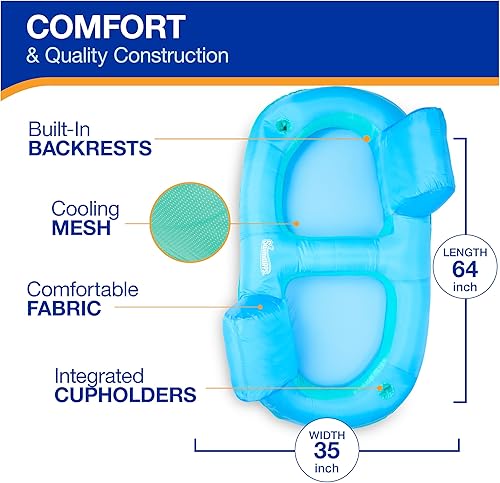 Miniatura 3 de SwimWays Flotador de primavera premium Duo, silla de piscina para 2 adultos, flotadores inflables para piscina para adultos con inflado rápido para