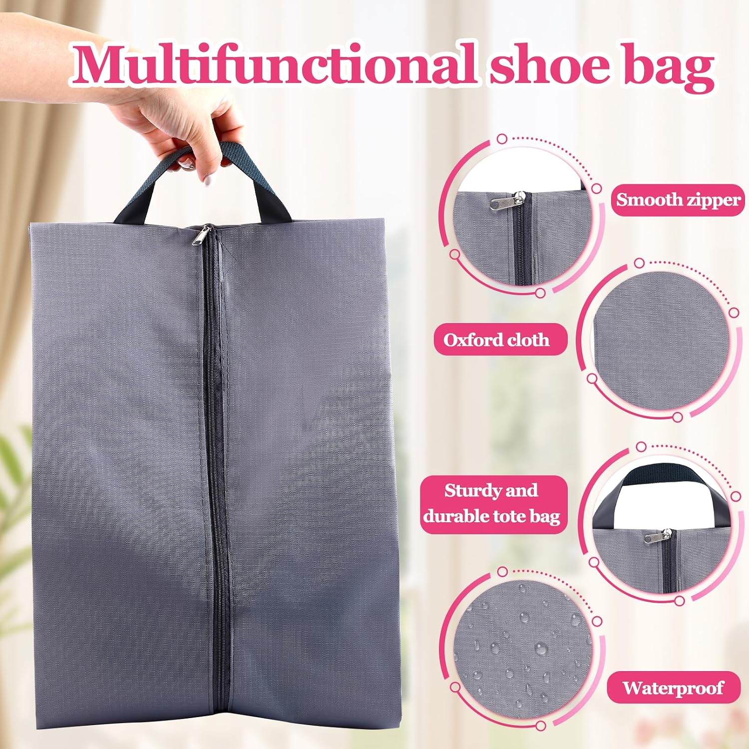 6 Pcs Travel Shoe Bags Set with Zipper and Handle, Portable Waterproof Shoe Bags, Soccer Cleats Bag Shoe Pouch for Gym, Travel Shoe Storage Bag, Shoe Organizer Packing for Women and Men